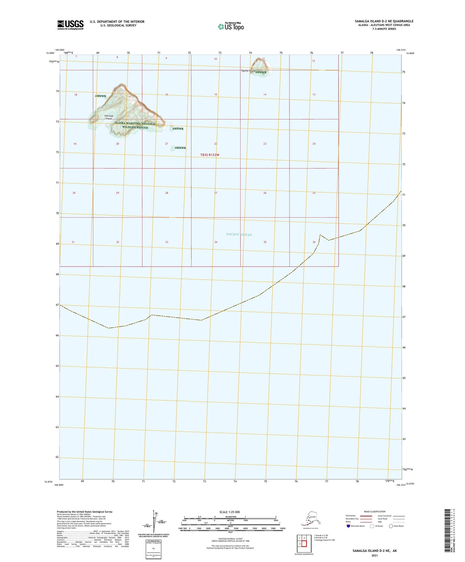 Samalga Island D-2 NE Alaska US Topo Map Image