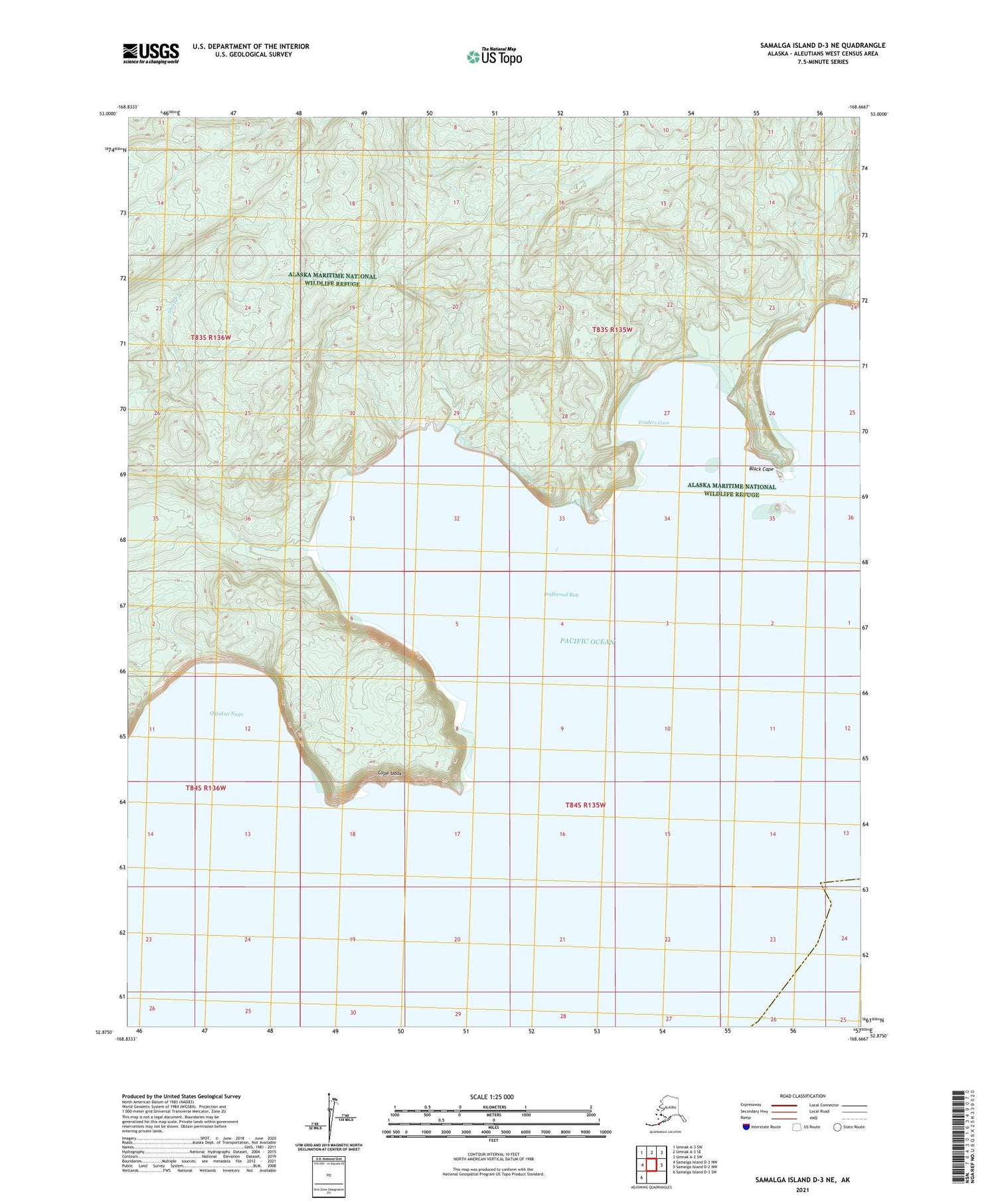 Samalga Island D-3 NE Alaska US Topo Map Image