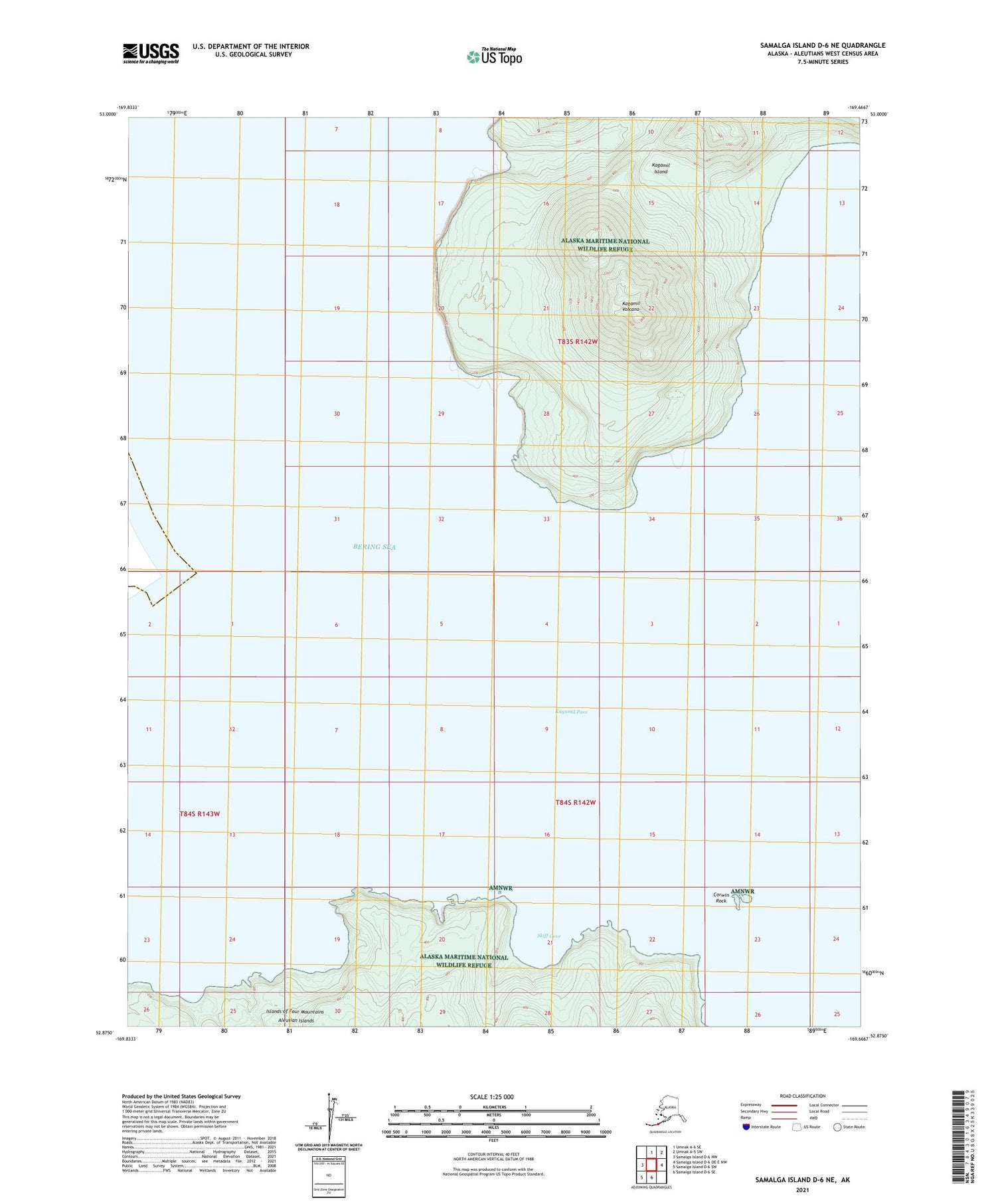 Samalga Island D-6 NE Alaska US Topo Map Image