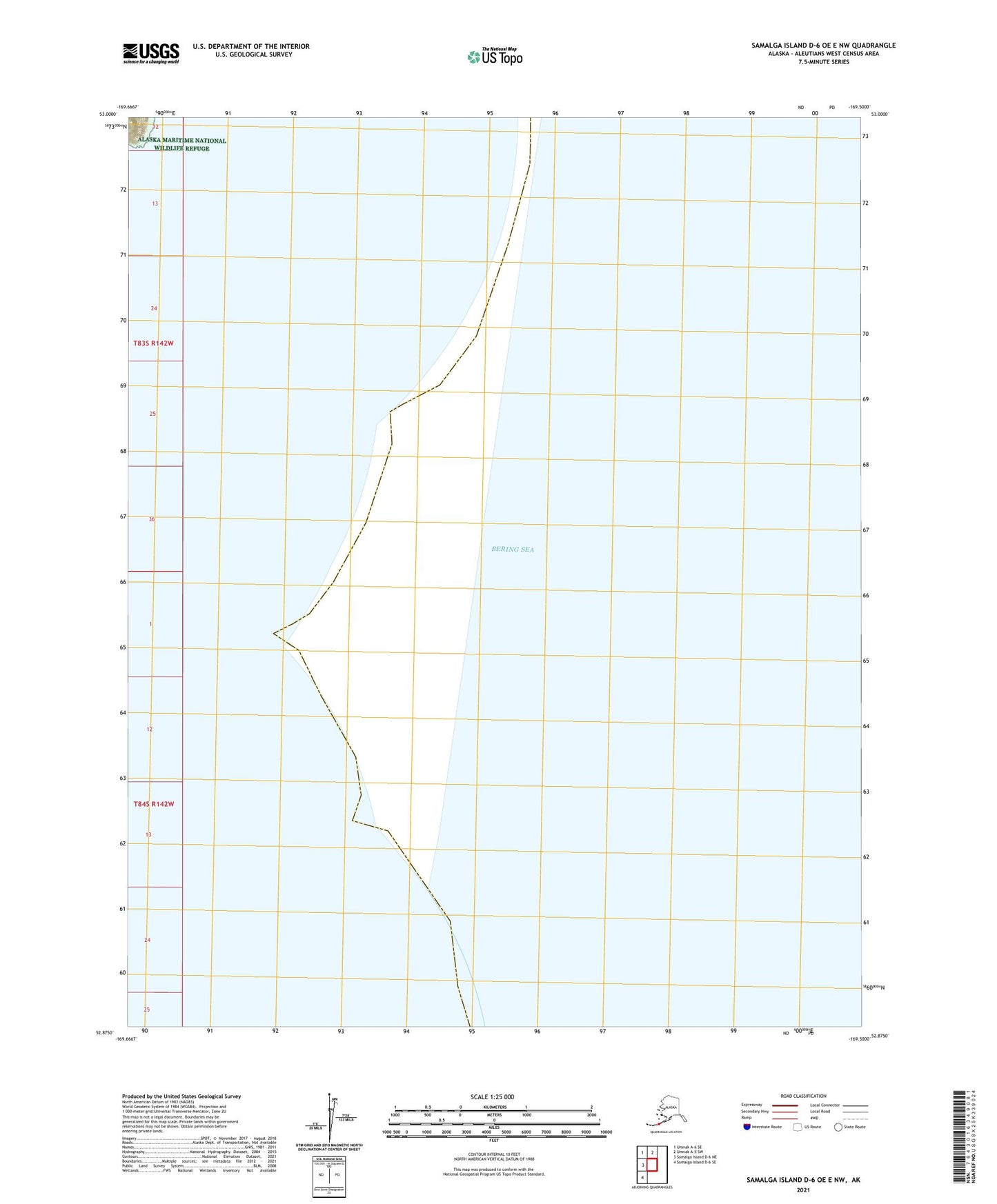Samalga Island D-6 OE E NW Alaska US Topo Map Image