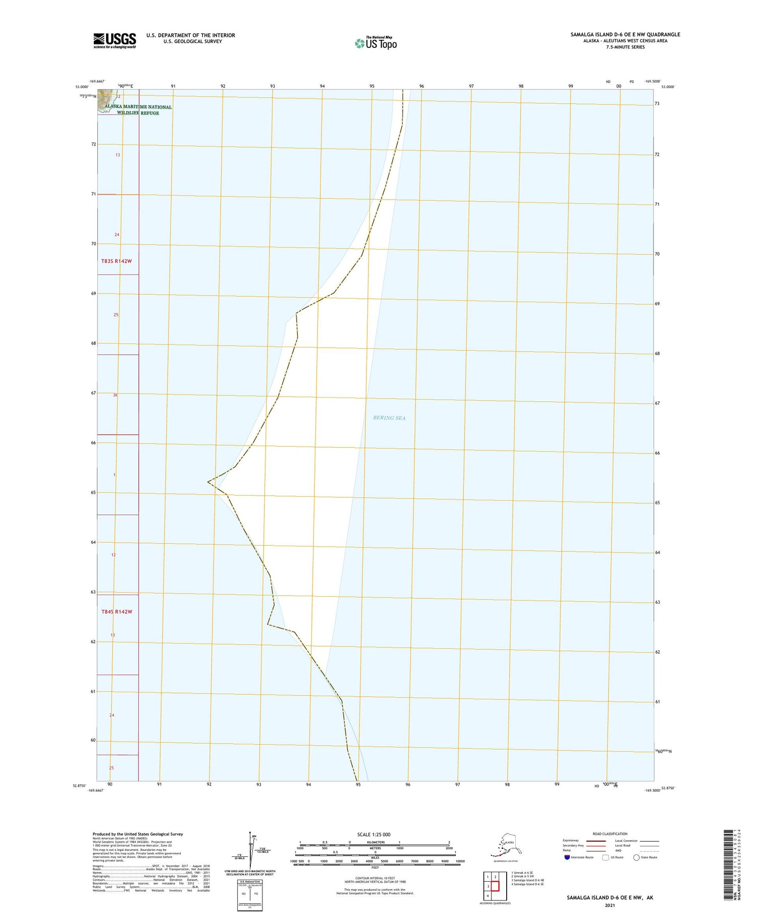 Samalga Island D-6 OE E NW Alaska US Topo Map Image