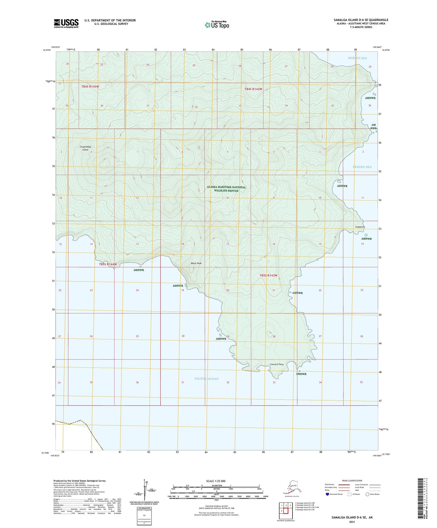 Samalga Island D-6 SE Alaska US Topo Map Image