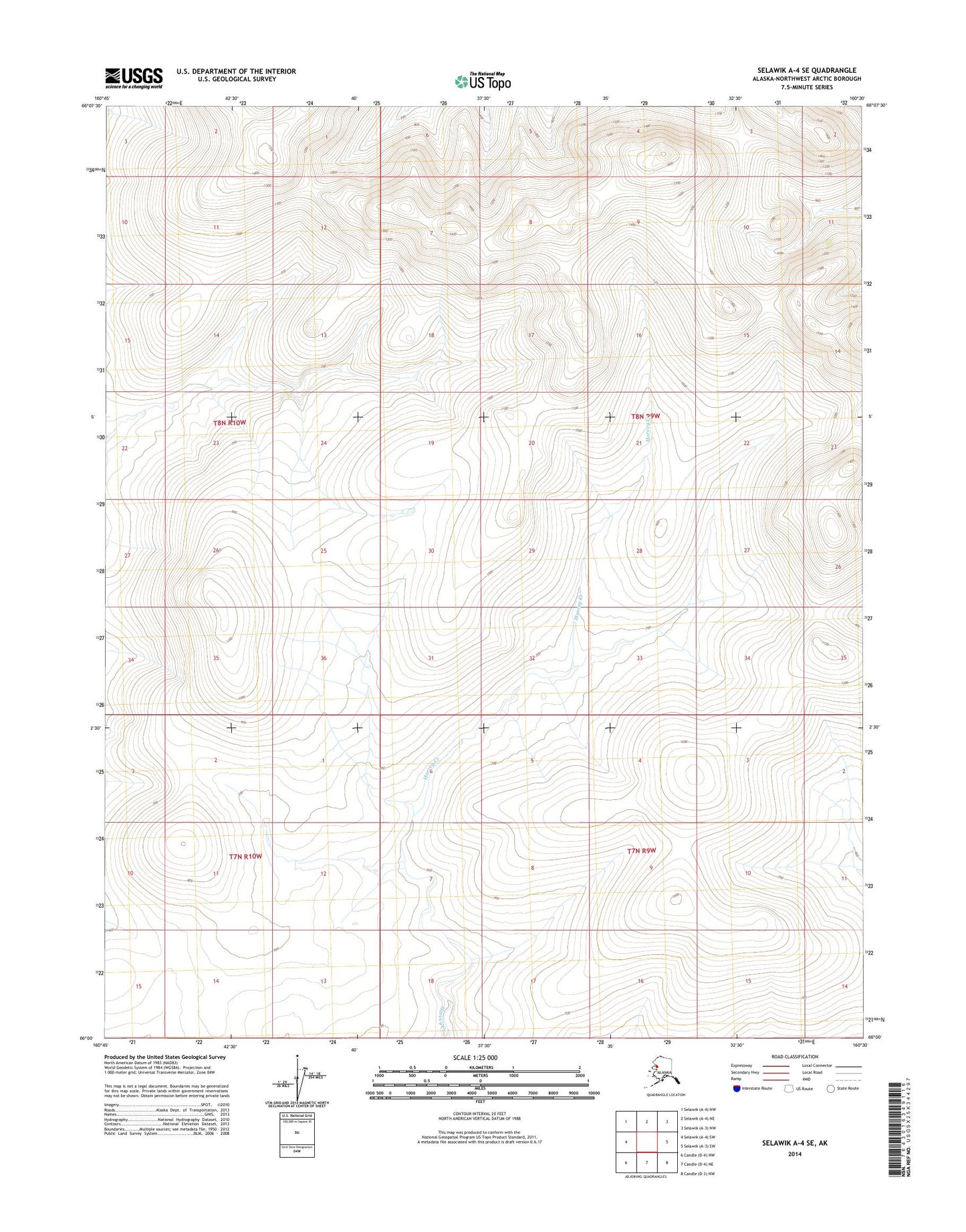 Selawik A-4 SE Alaska US Topo Map Image