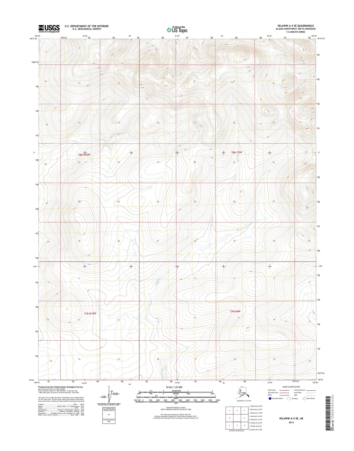 Selawik A-4 SE Alaska US Topo Map Image