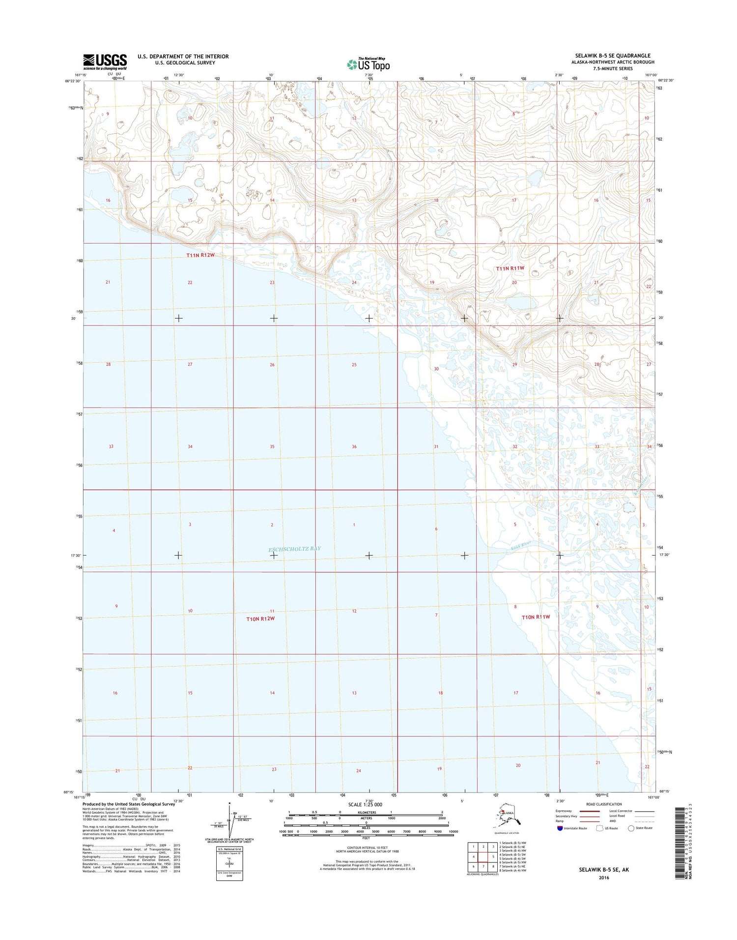Selawik B-5 SE Alaska US Topo Map Image