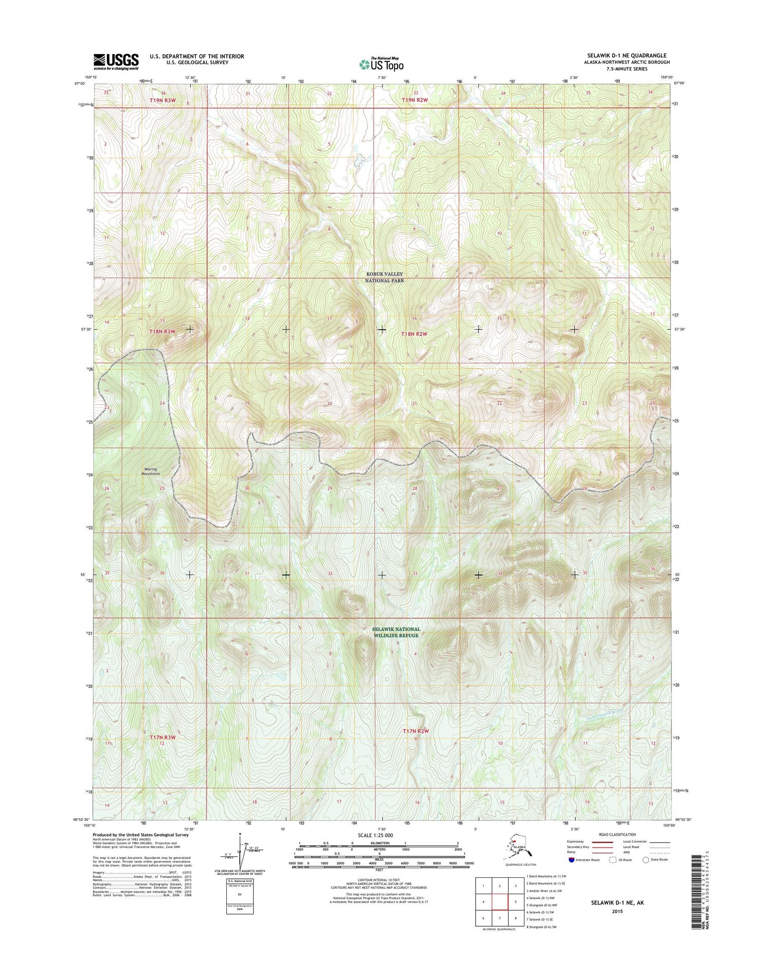 Selawik D-1 NE Alaska US Topo Map Image