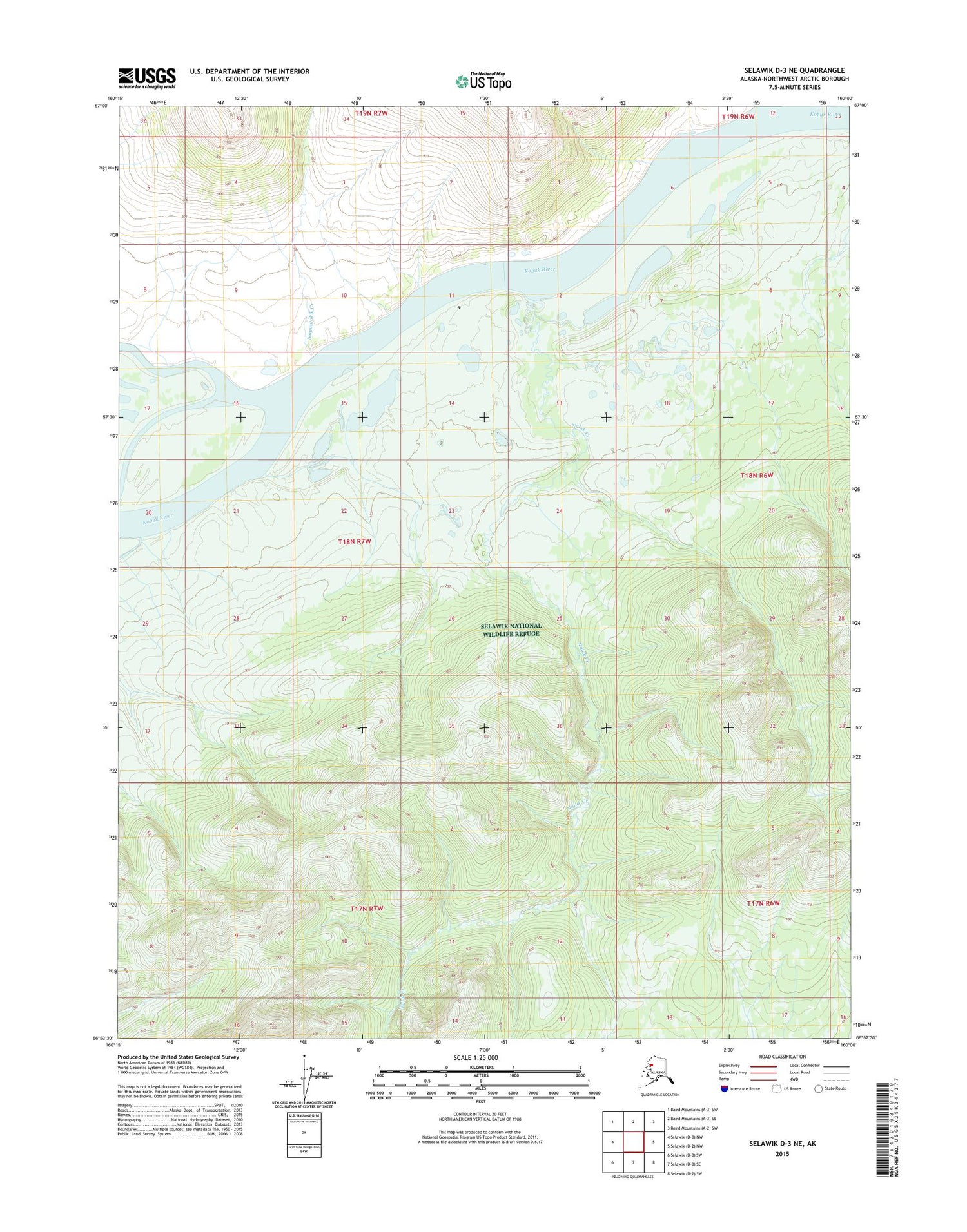 Selawik D-3 NE Alaska US Topo Map Image