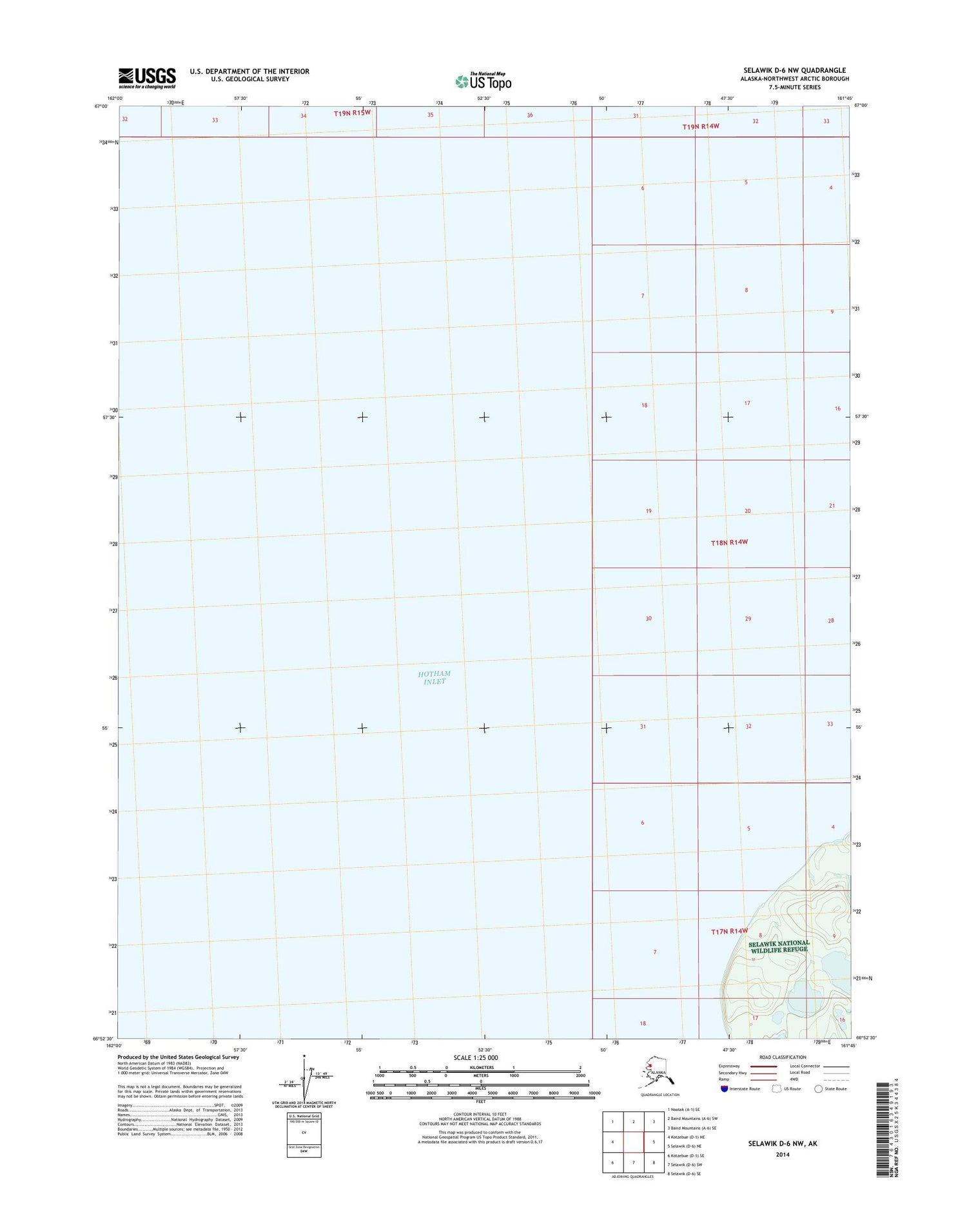 Selawik D-6 NW Alaska US Topo Map Image