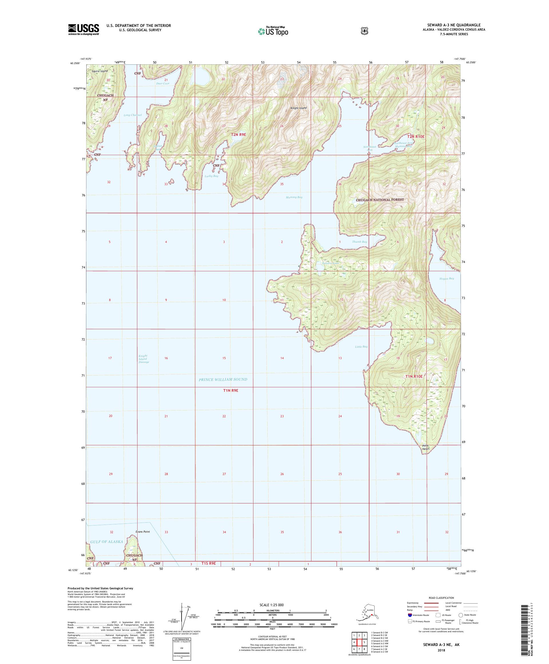 Seward A-3 NE Alaska US Topo Map – MyTopo Map Store