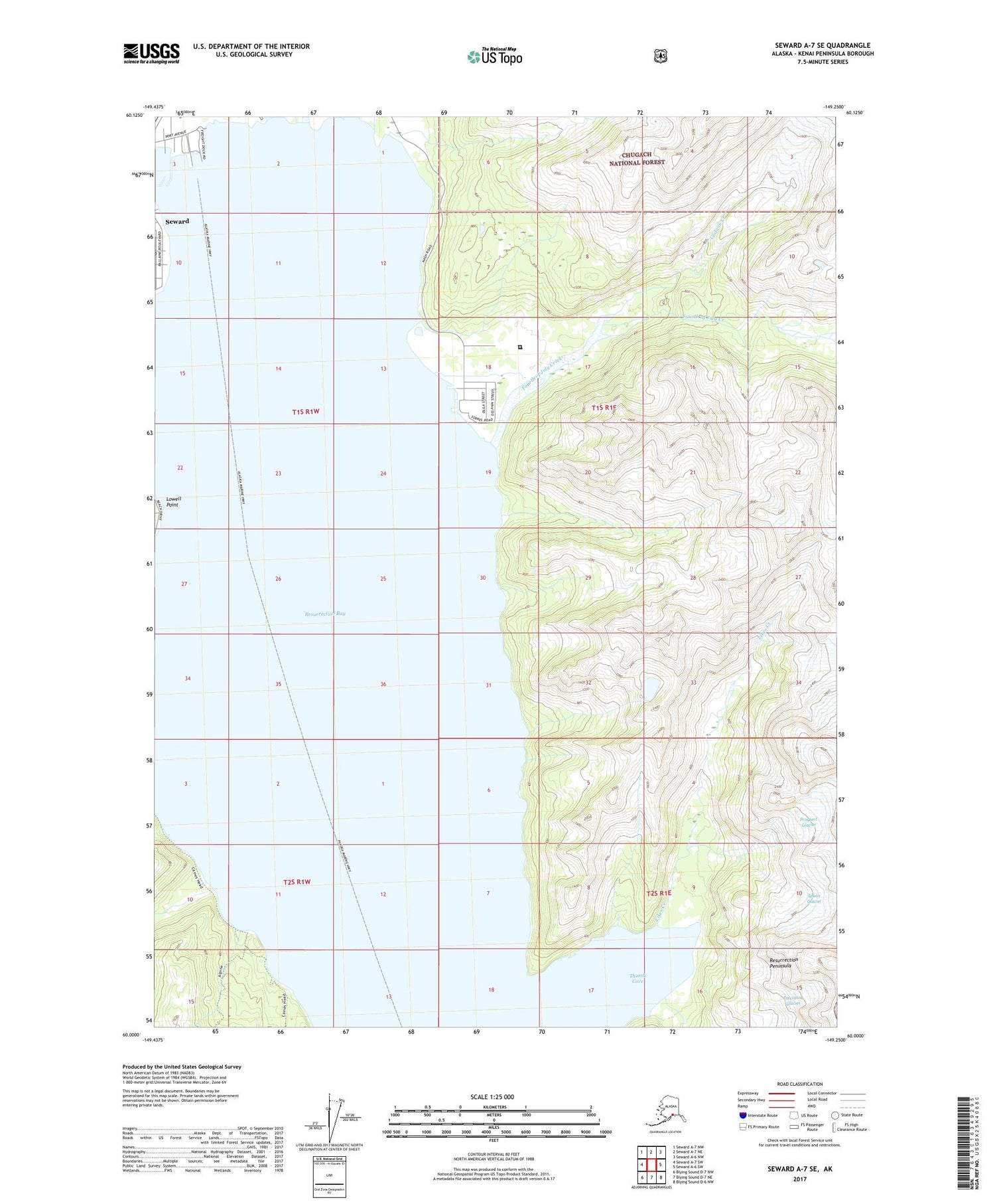 Seward A-7 SE Alaska US Topo Map Image