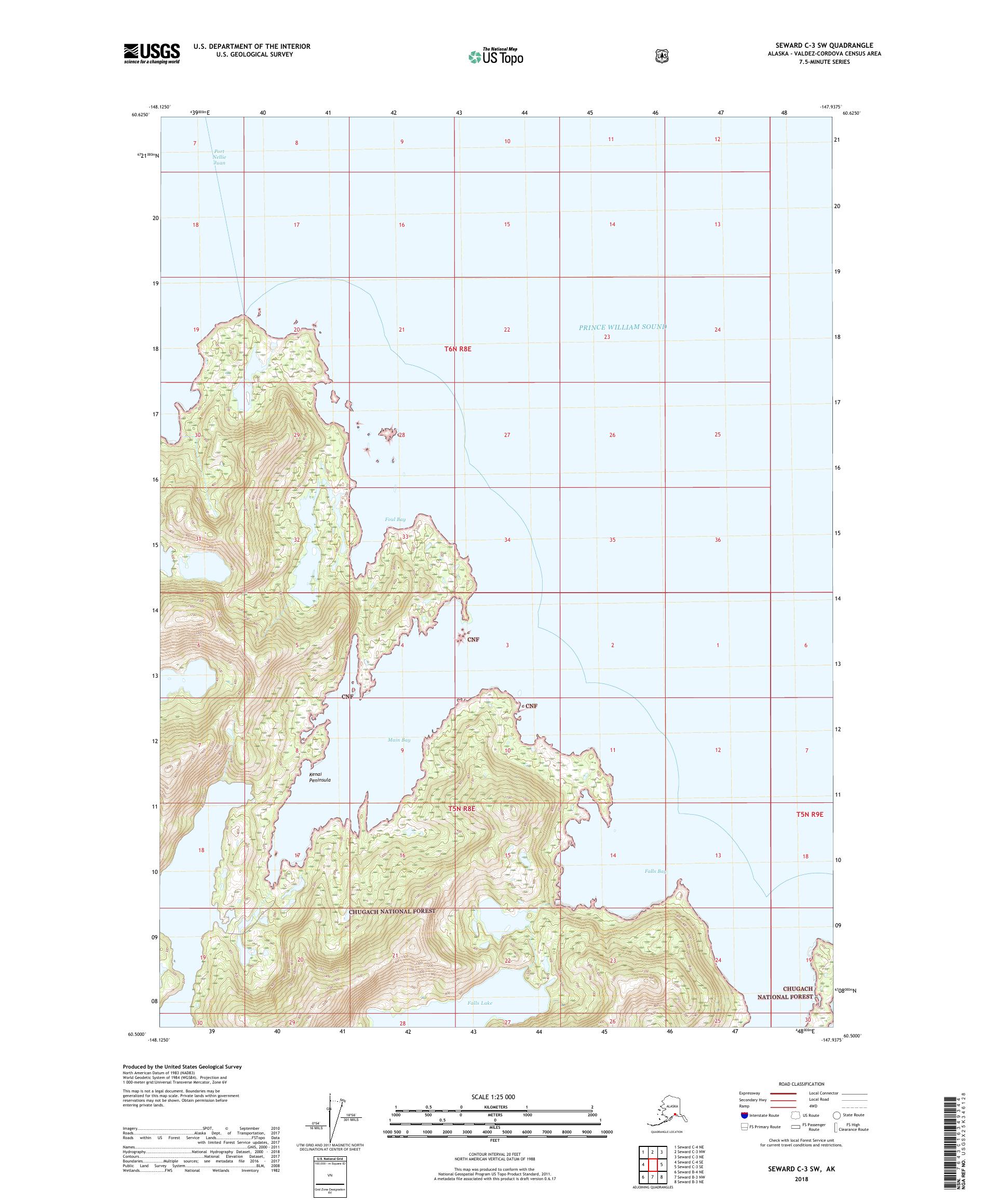 Seward C-3 SW Alaska US Topo Map – MyTopo Map Store