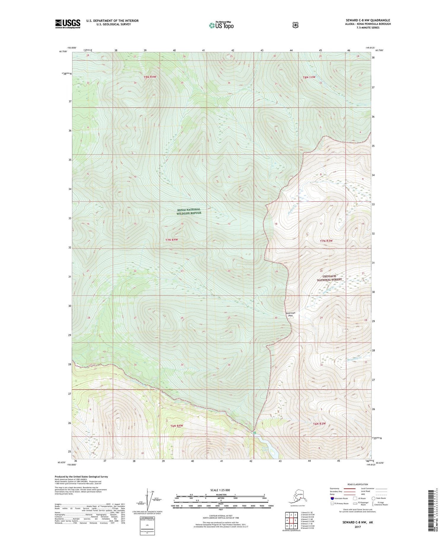 Seward C-8 NW Alaska US Topo Map Image