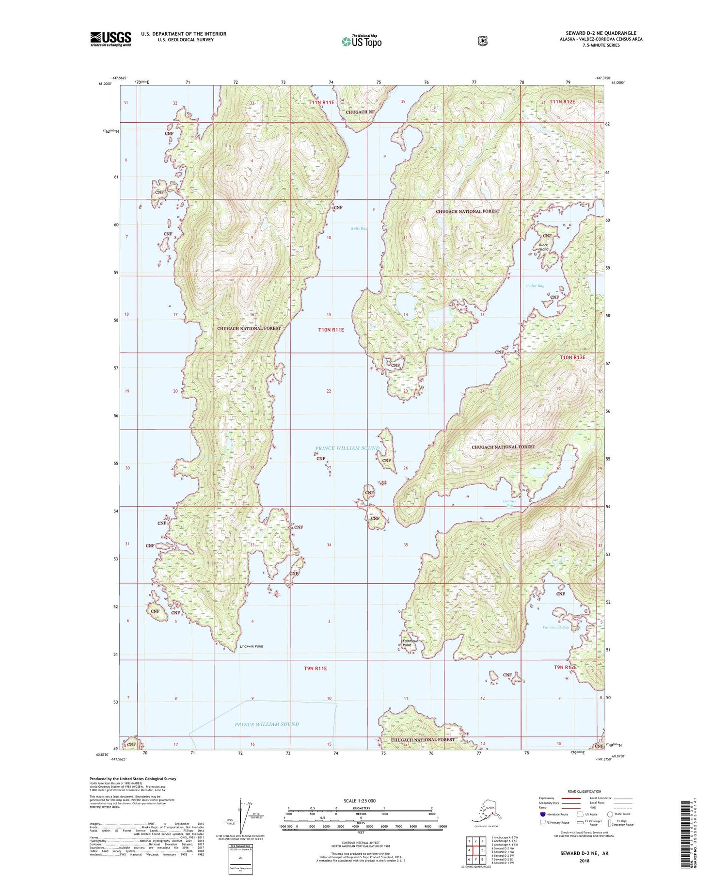 Seward D-2 NE Alaska US Topo Map Image
