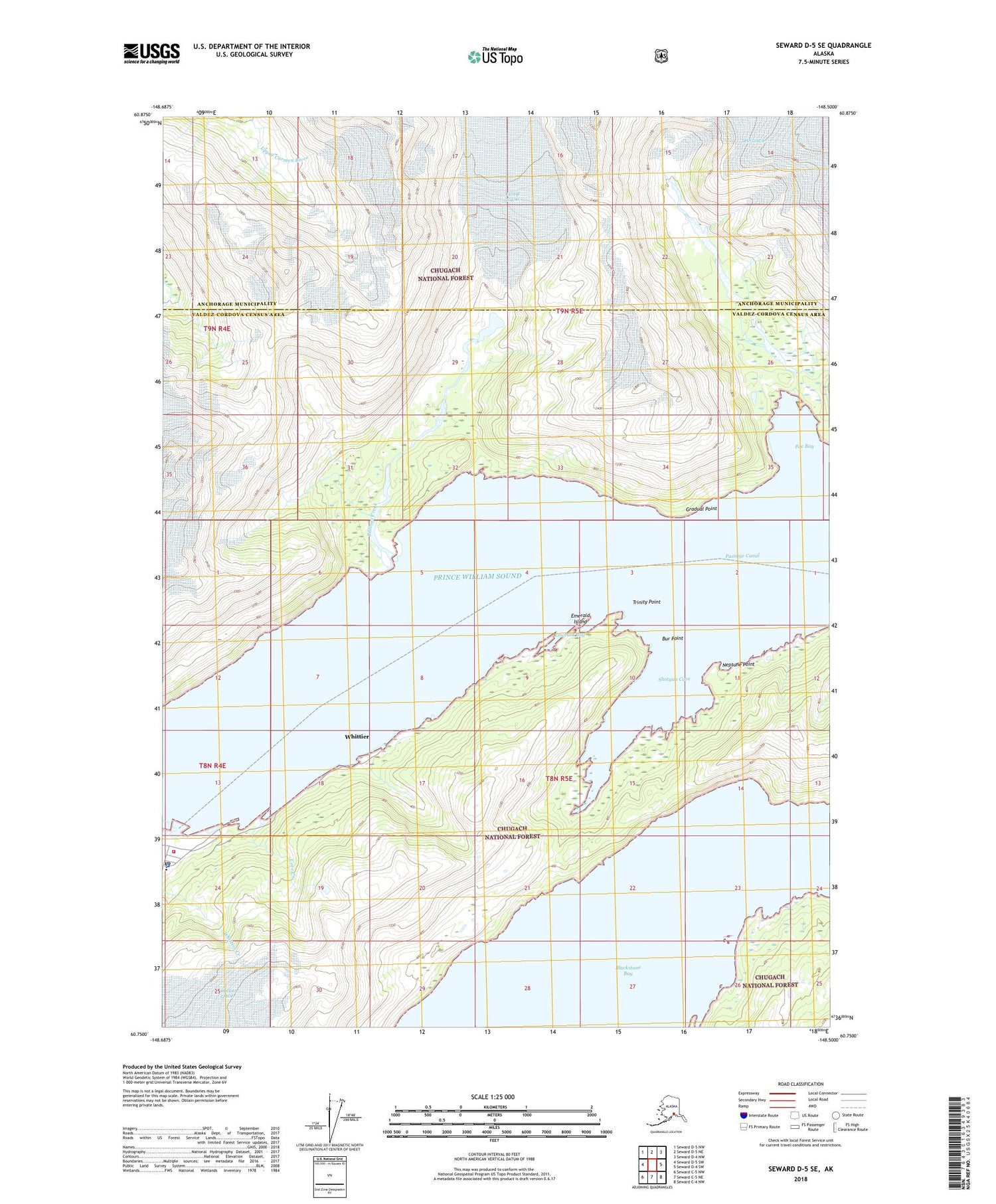Seward D-5 SE Alaska US Topo Map Image