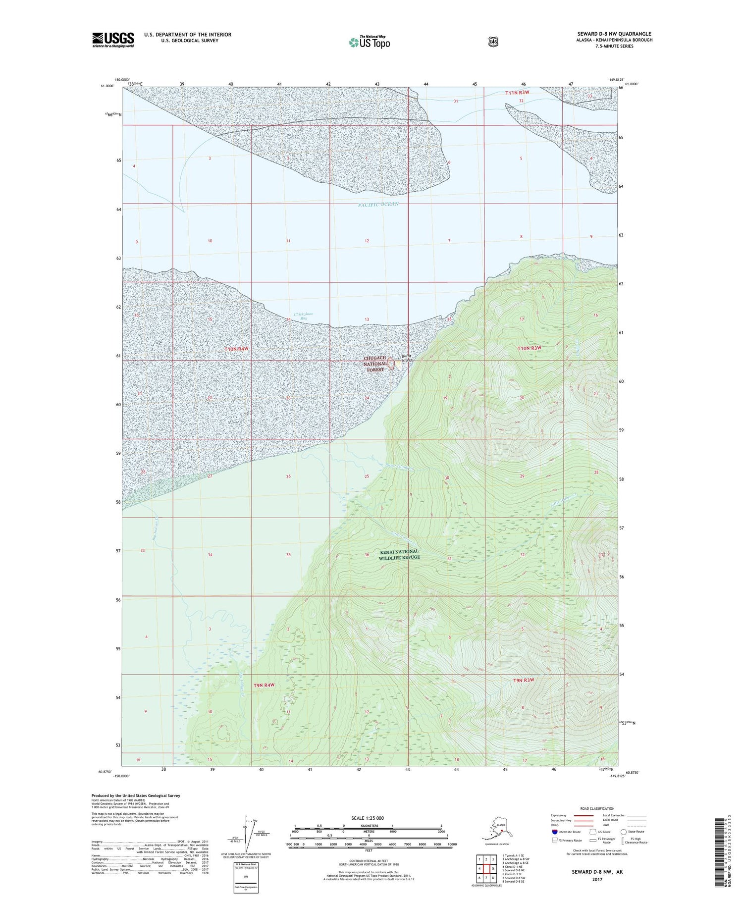 Seward D-8 NW Alaska US Topo Map Image