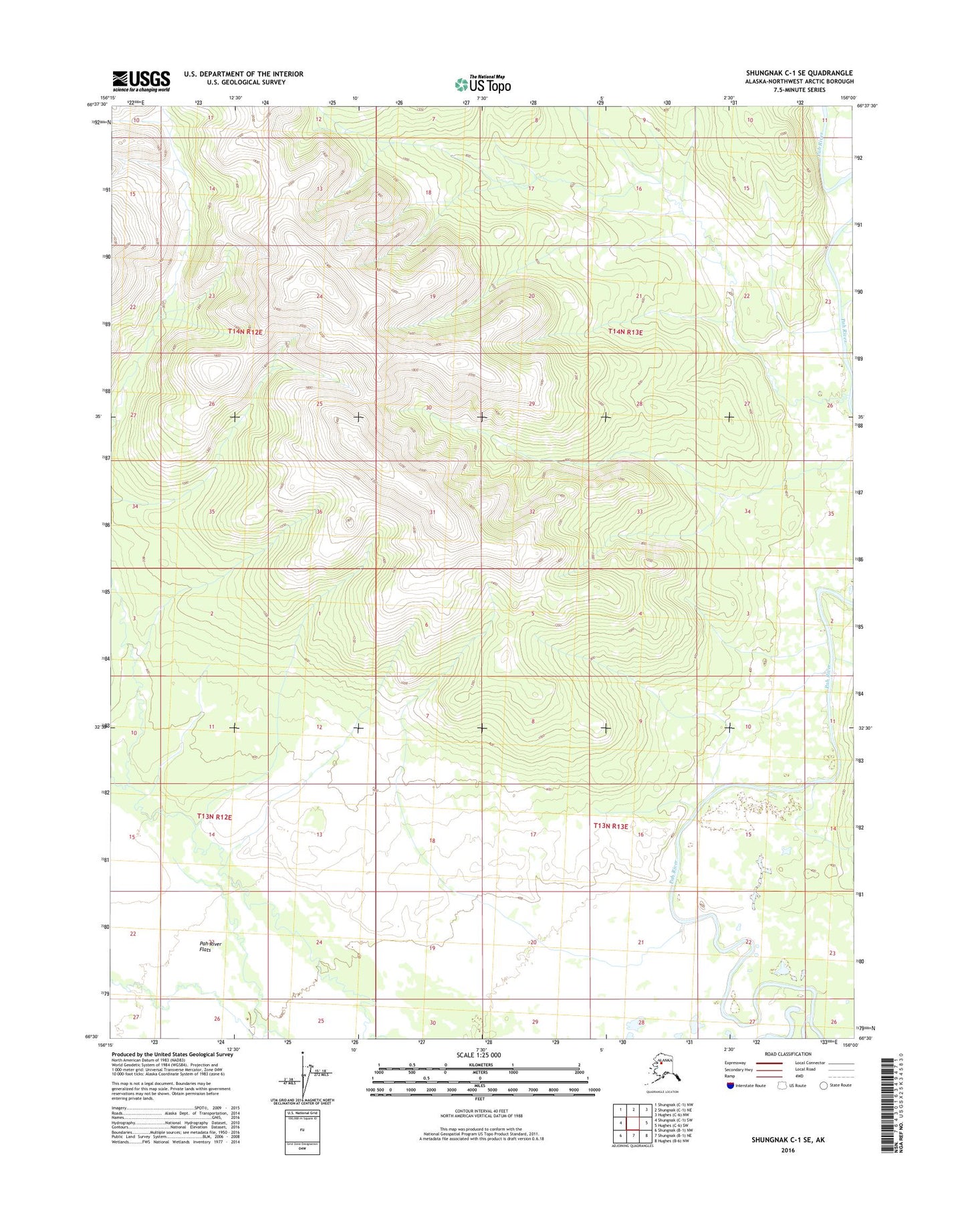 Shungnak C-1 SE Alaska US Topo Map Image