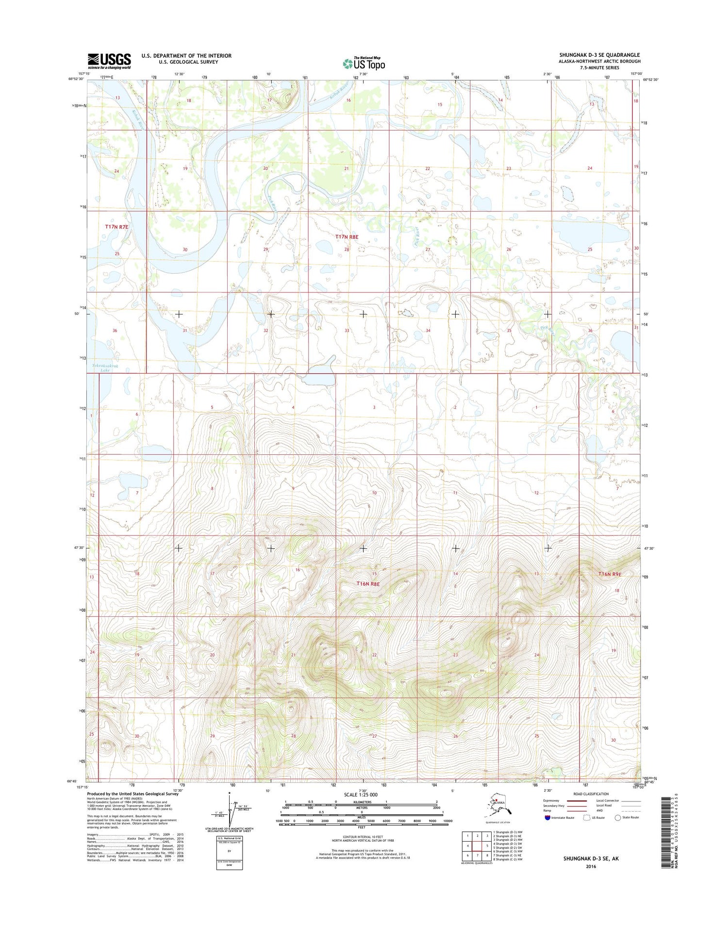 Shungnak D-3 SE Alaska US Topo Map Image