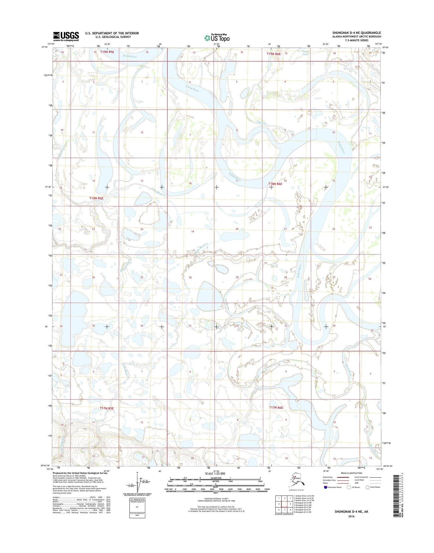 Shungnak D-4 NE Alaska US Topo Map Image