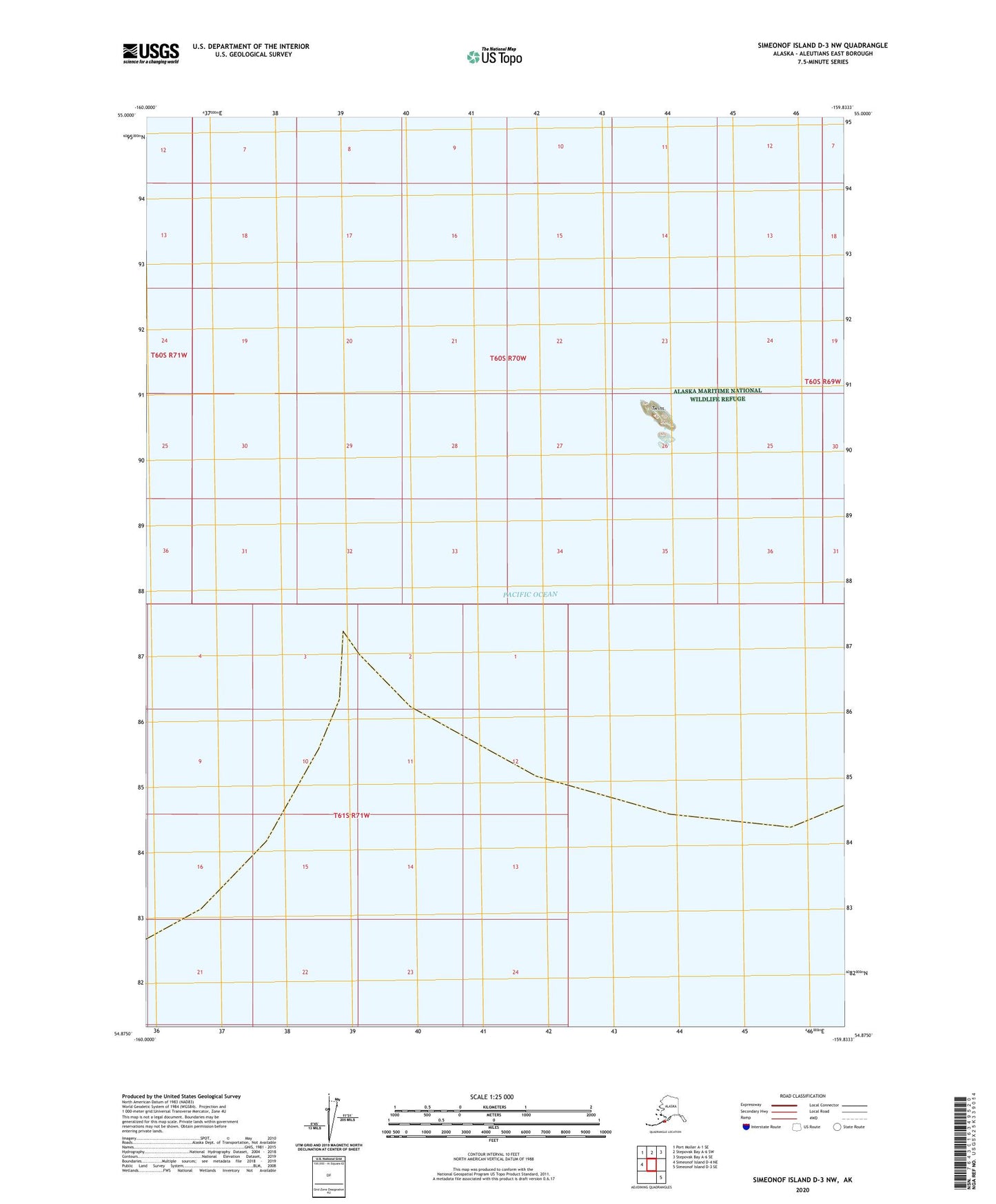 Simeonof Island D-3 NW Alaska US Topo Map Image