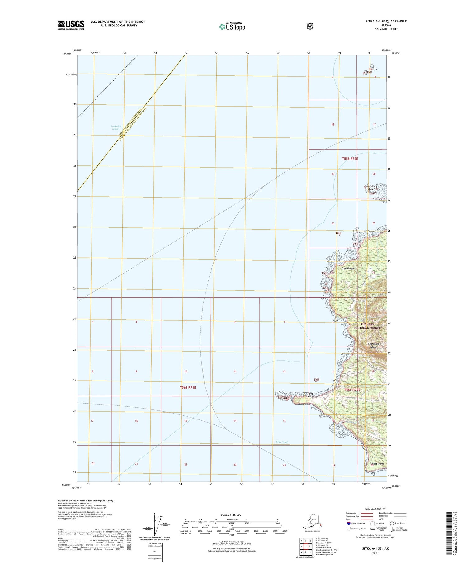 Sitka A-1 SE Alaska US Topo Map Image