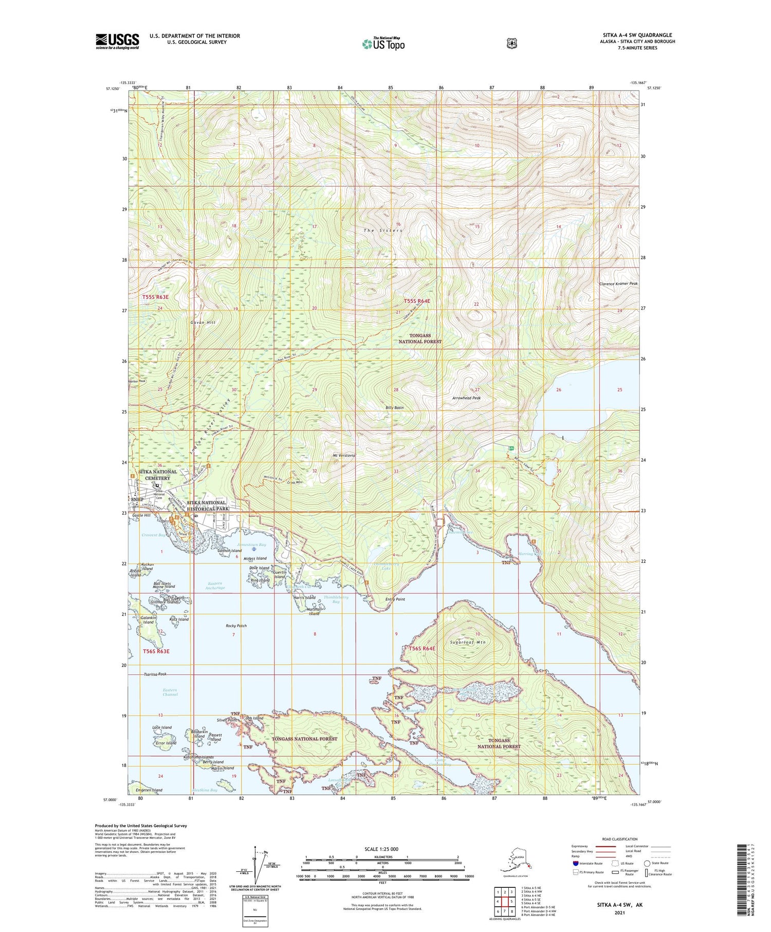 Sitka A-4 SW Alaska US Topo Map Image