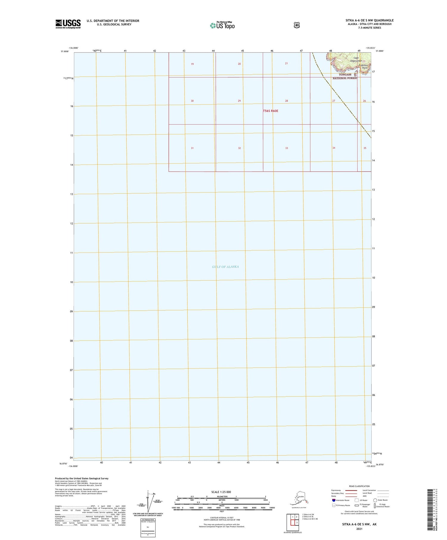 Sitka A-6 OE S NW Alaska US Topo Map Image