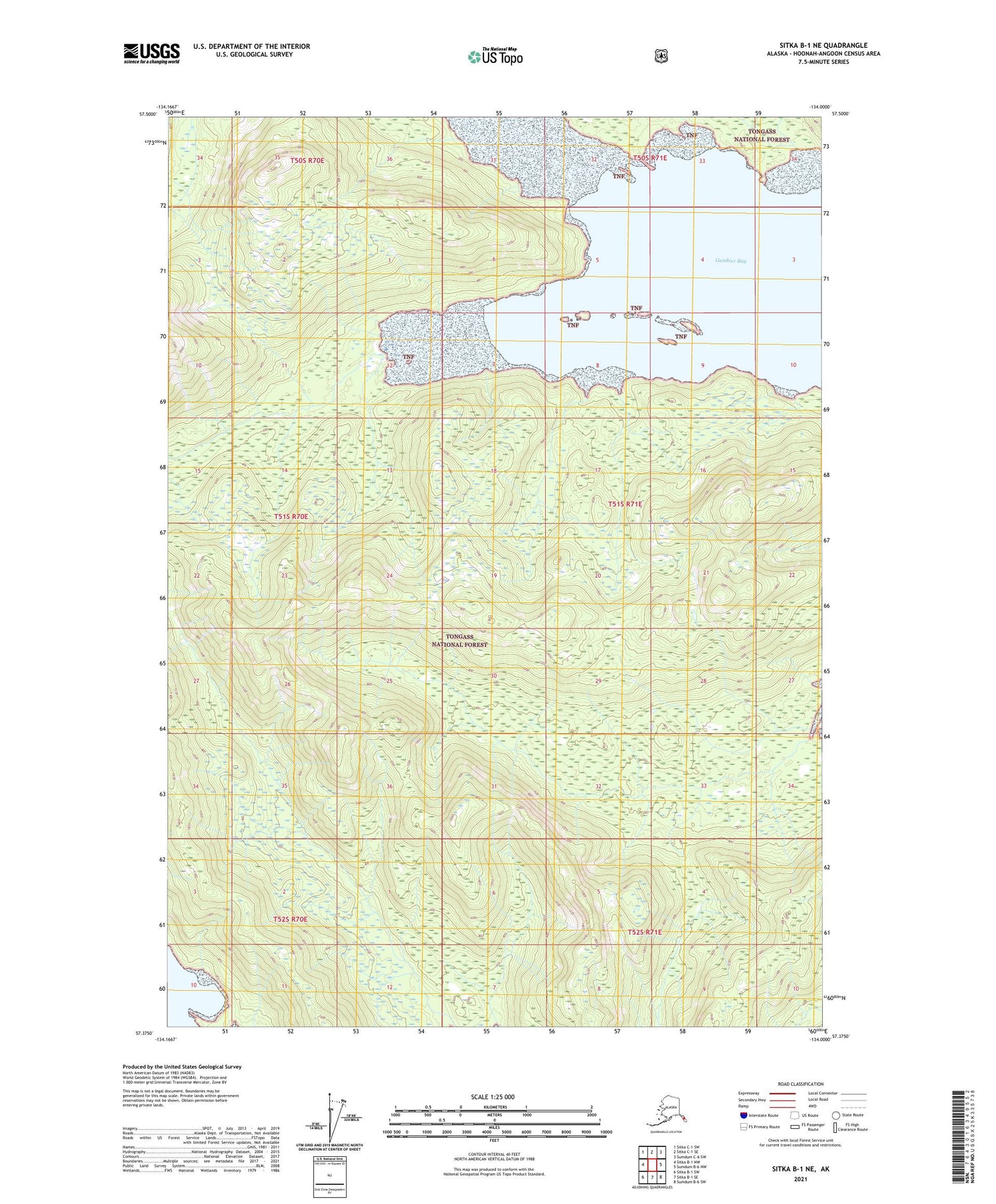 Sitka B-1 NE Alaska US Topo Map Image
