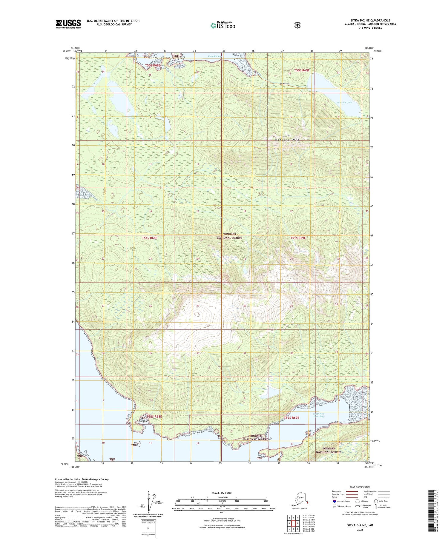 Sitka B-2 NE Alaska US Topo Map Image