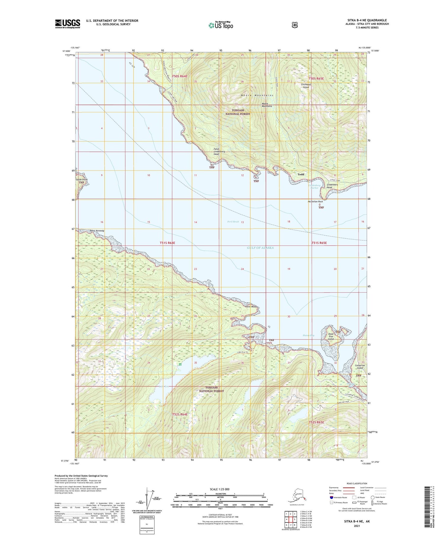 Sitka B-4 NE Alaska US Topo Map Image