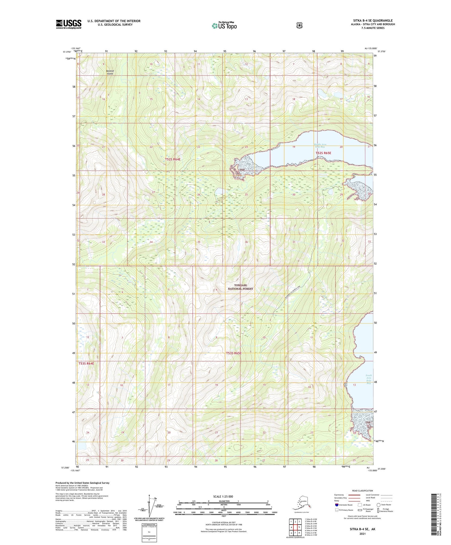 Sitka B-4 SE Alaska US Topo Map Image
