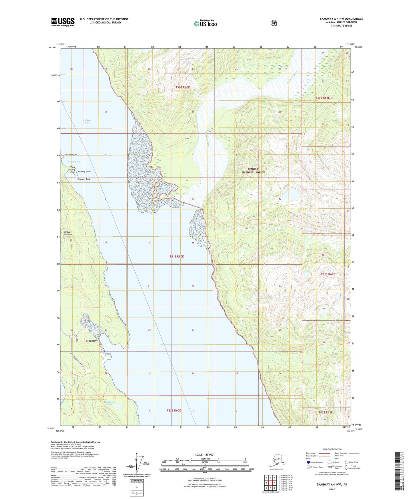Skagway A-1 NW Alaska US Topo Map Image