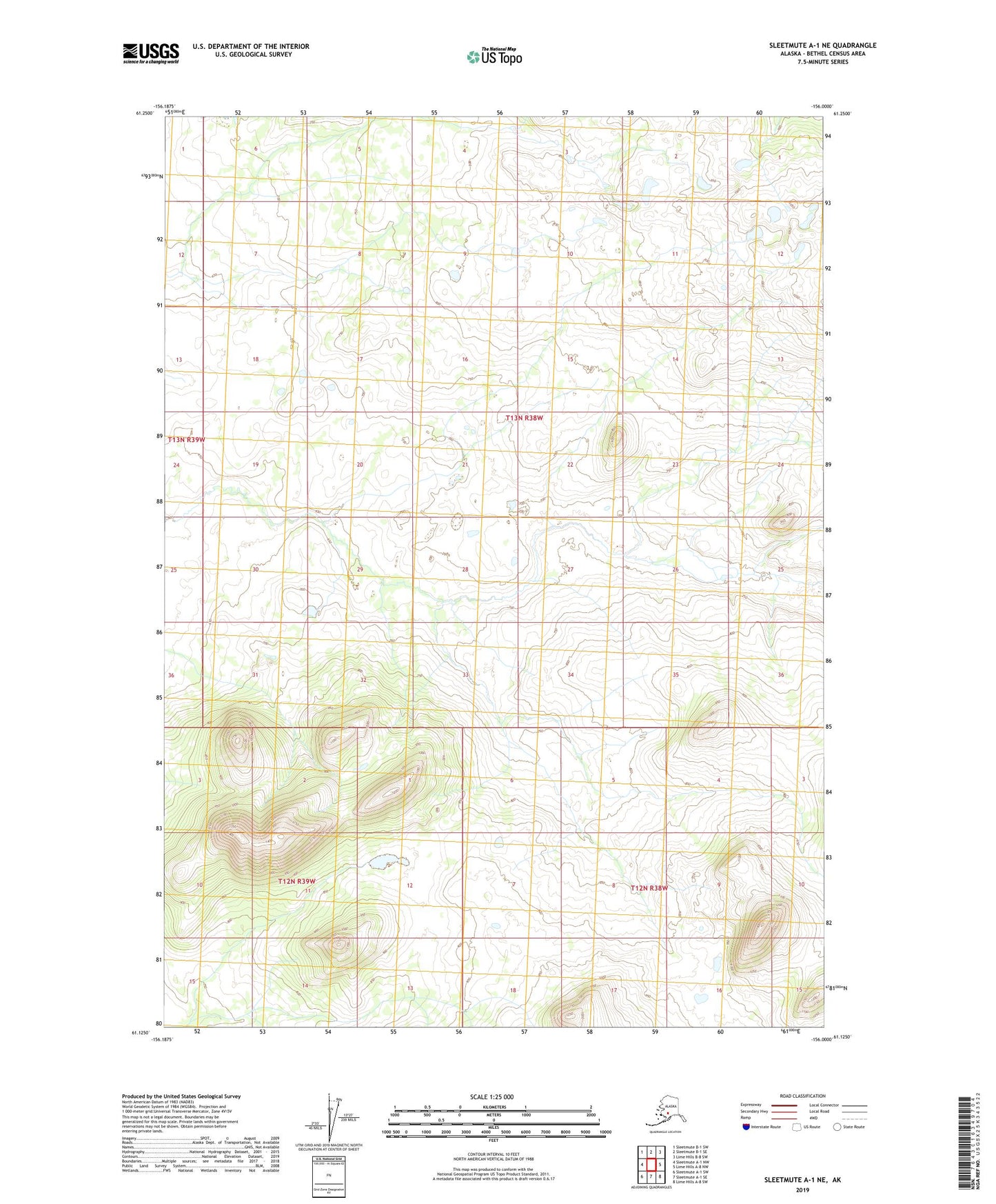 Sleetmute A-1 NE Alaska US Topo Map Image