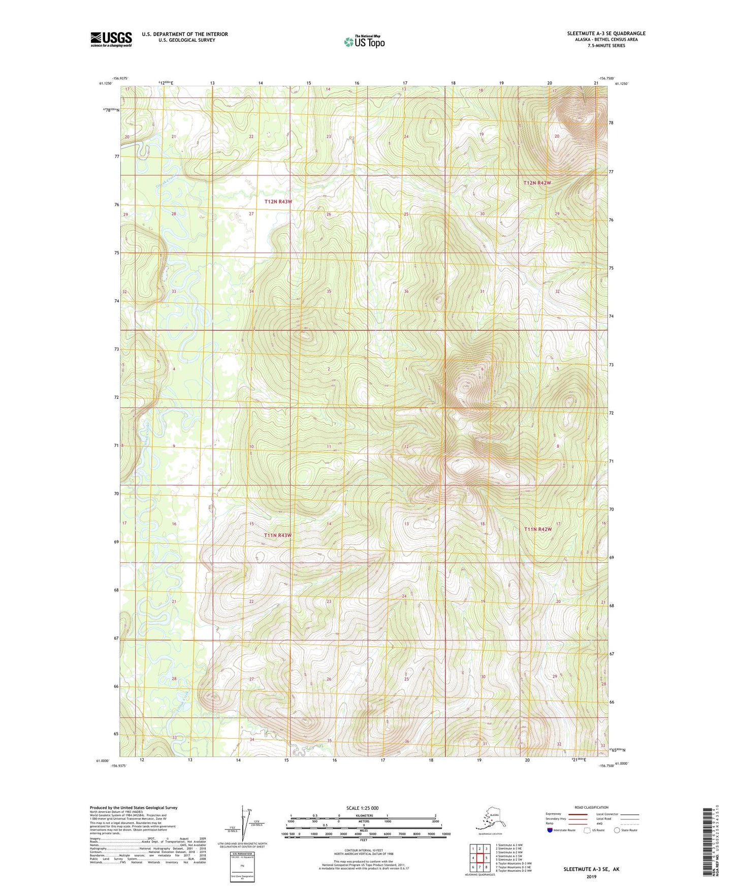 Sleetmute A-3 SE Alaska US Topo Map Image