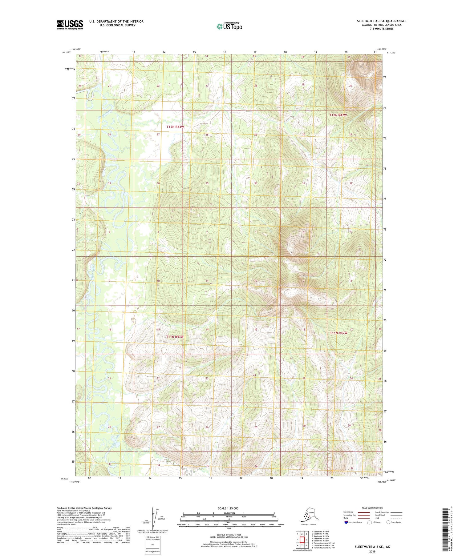Sleetmute A-3 SE Alaska US Topo Map Image
