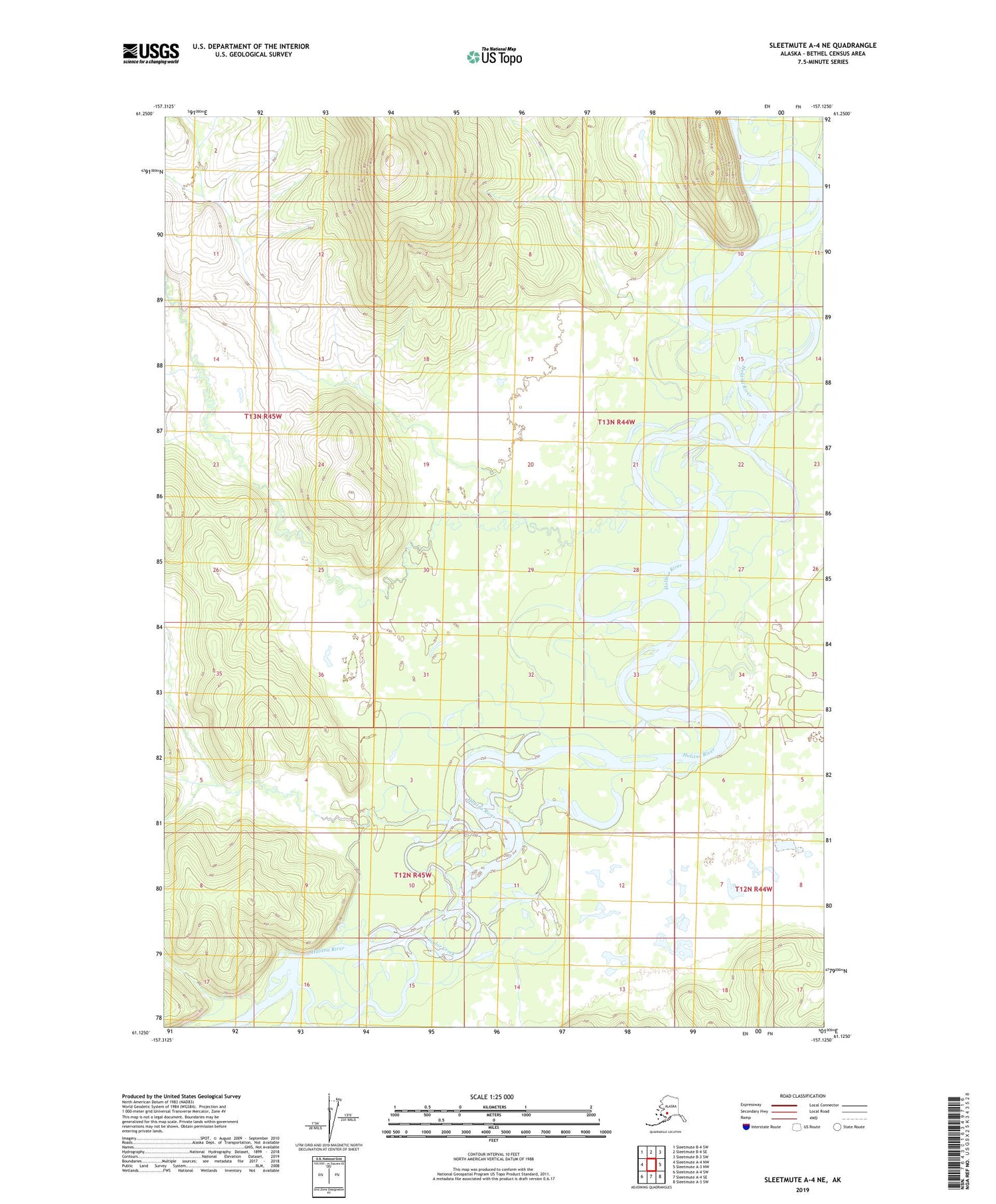 Sleetmute A-4 NE Alaska US Topo Map Image