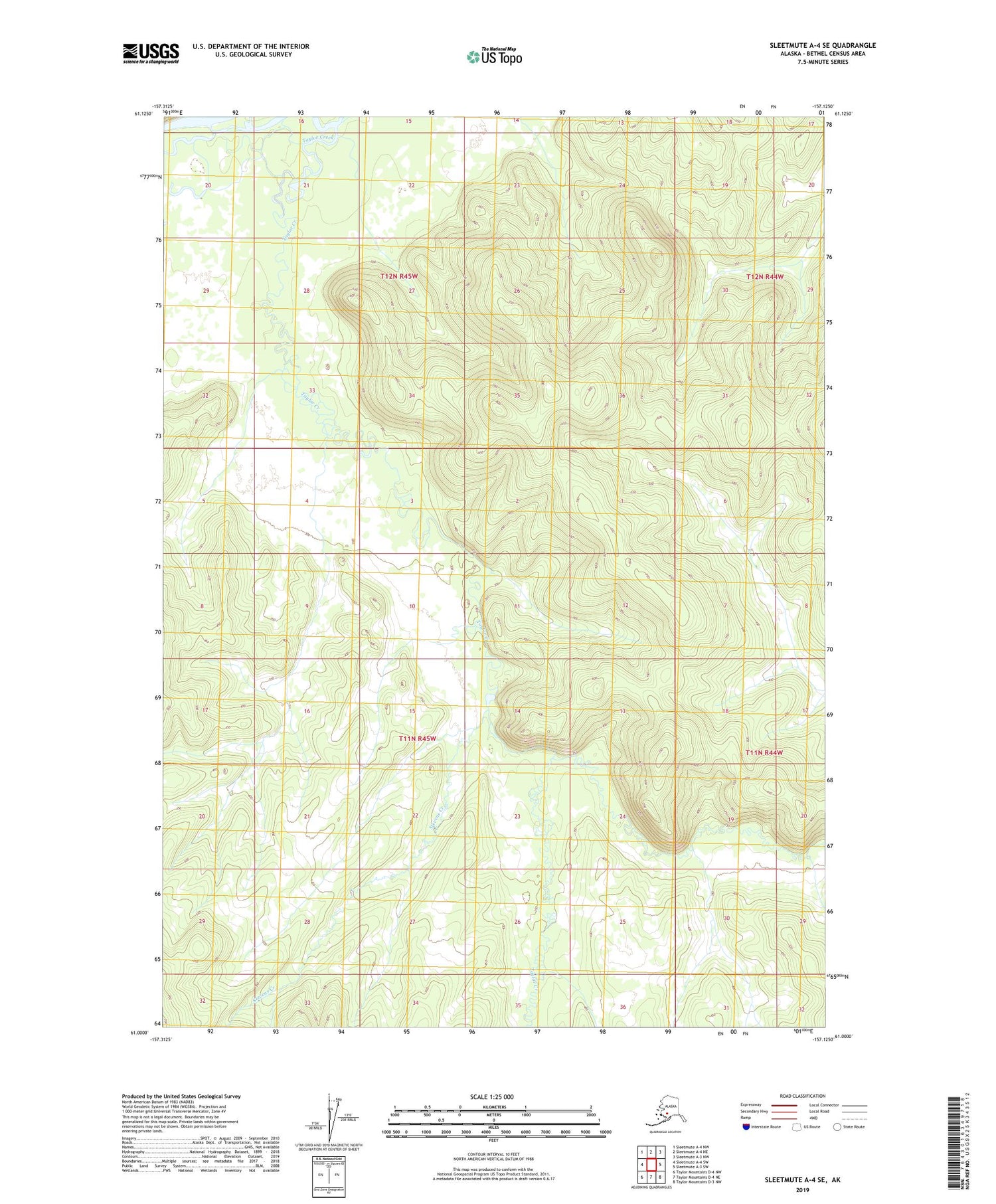 Sleetmute A-4 SE Alaska US Topo Map Image
