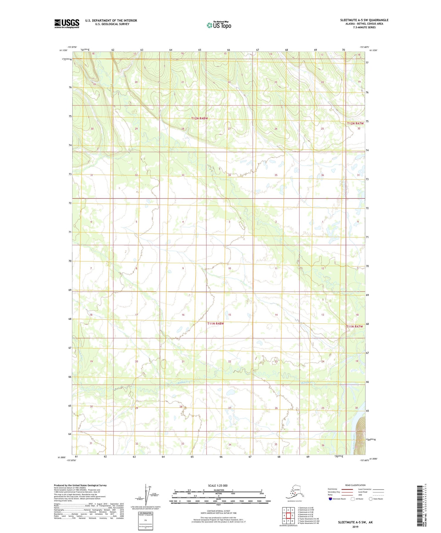 Sleetmute A-5 SW Alaska US Topo Map Image