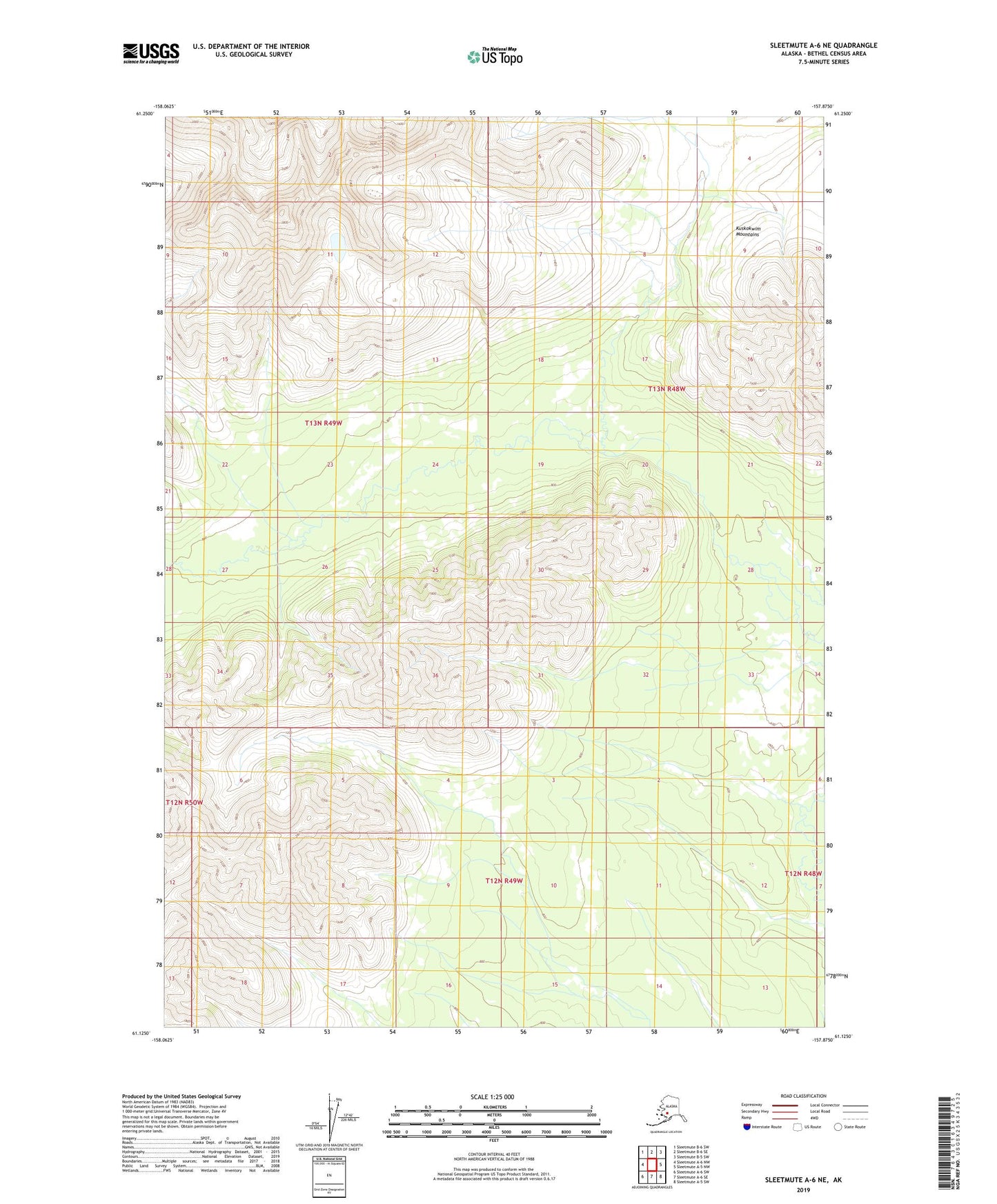 Sleetmute A-6 NE Alaska US Topo Map Image