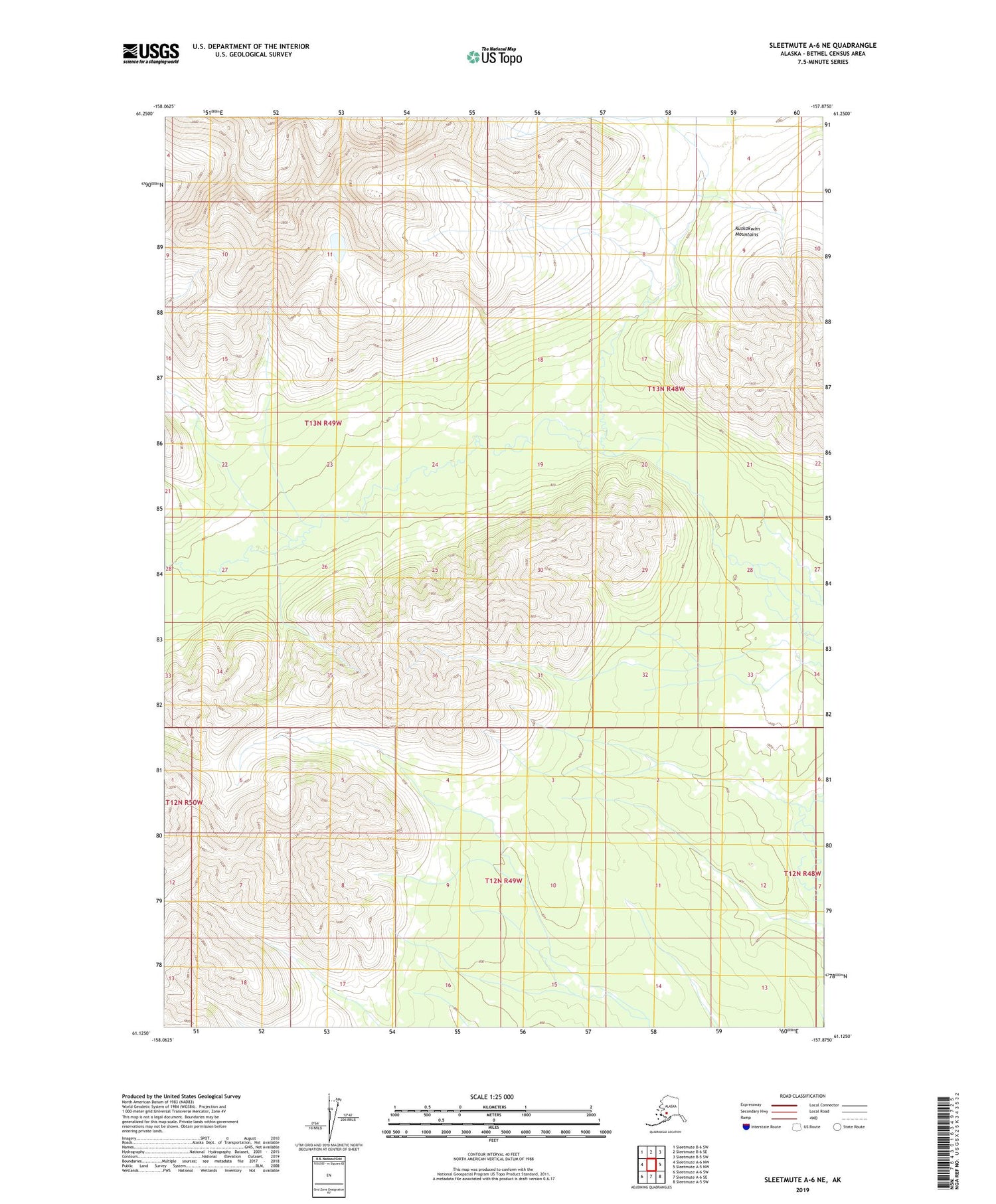 Sleetmute A-6 NE Alaska US Topo Map Image