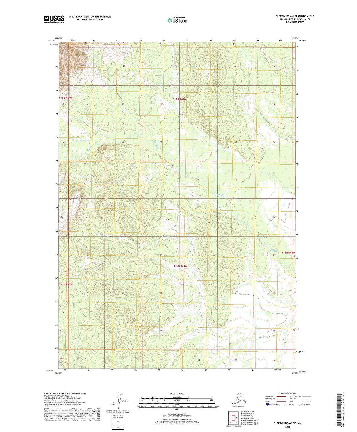 Sleetmute A-6 SE Alaska US Topo Map Image