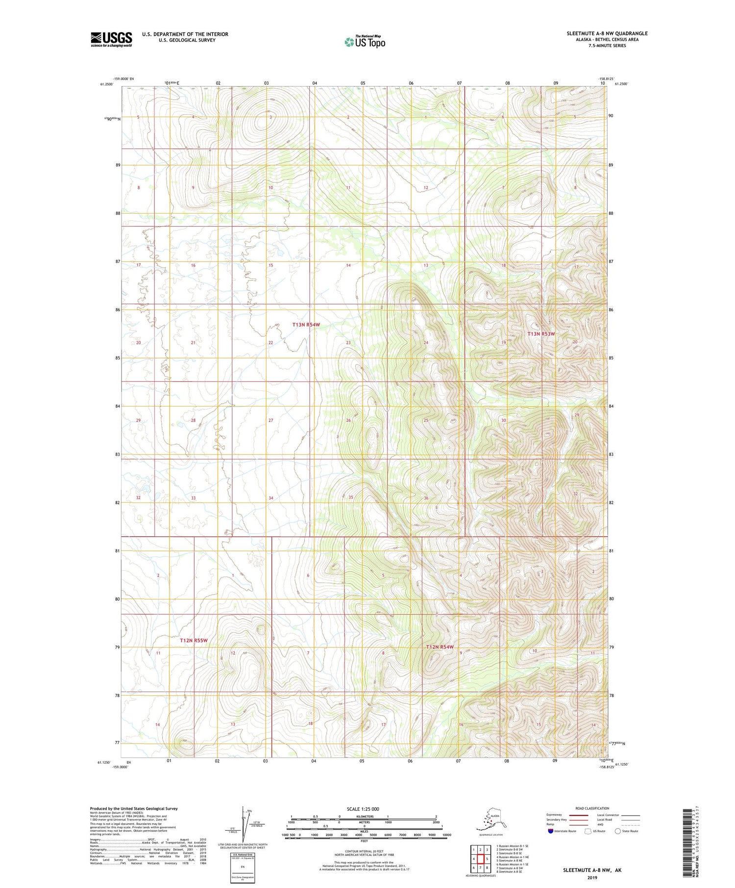 Sleetmute A-8 NW Alaska US Topo Map Image