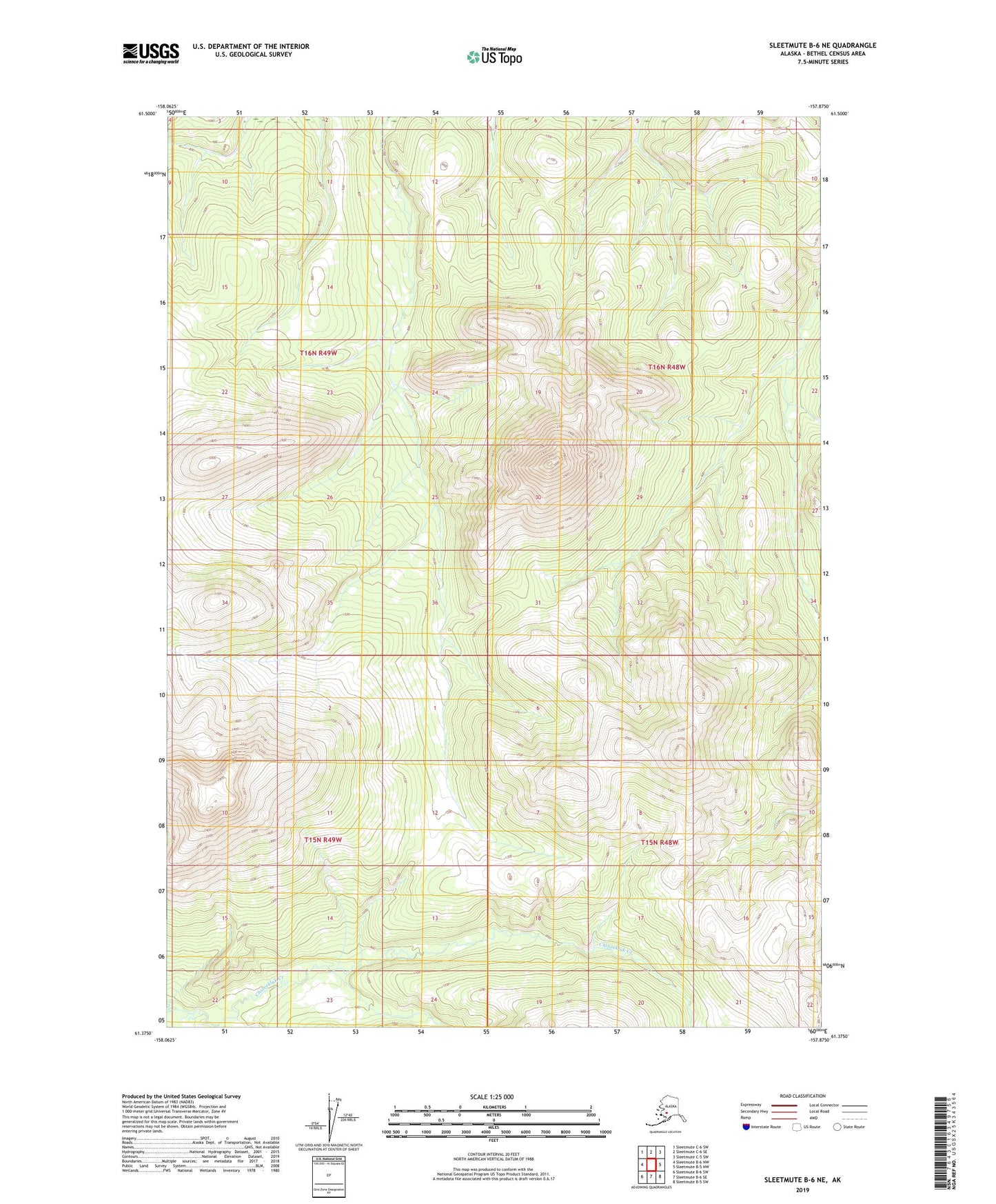 Sleetmute B-6 NE Alaska US Topo Map Image