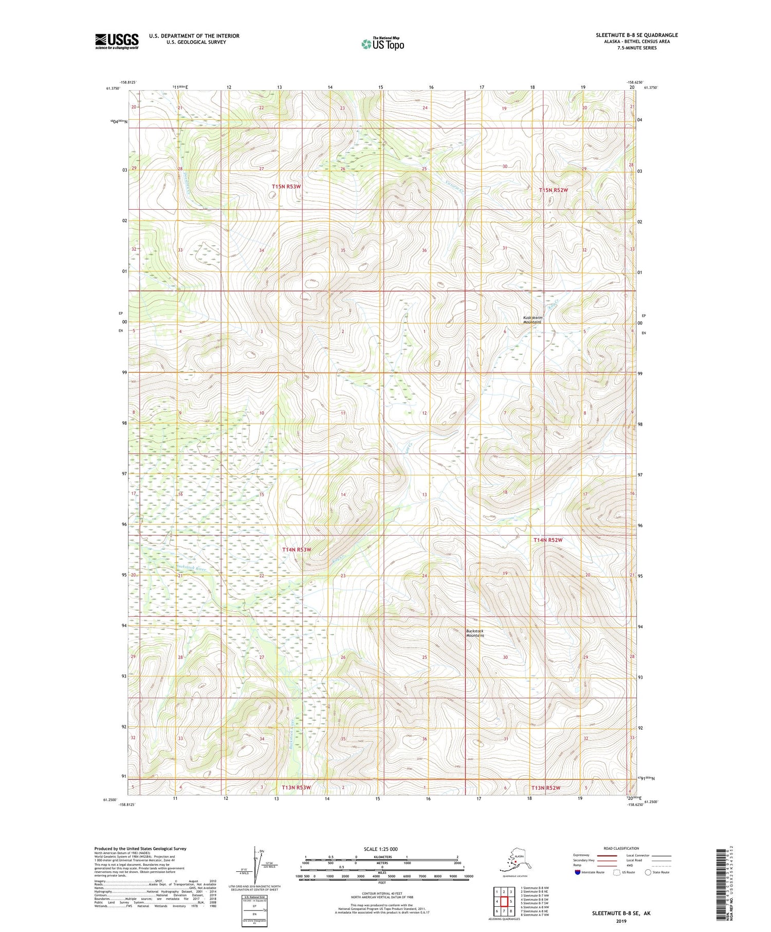 Sleetmute B-8 SE Alaska US Topo Map Image