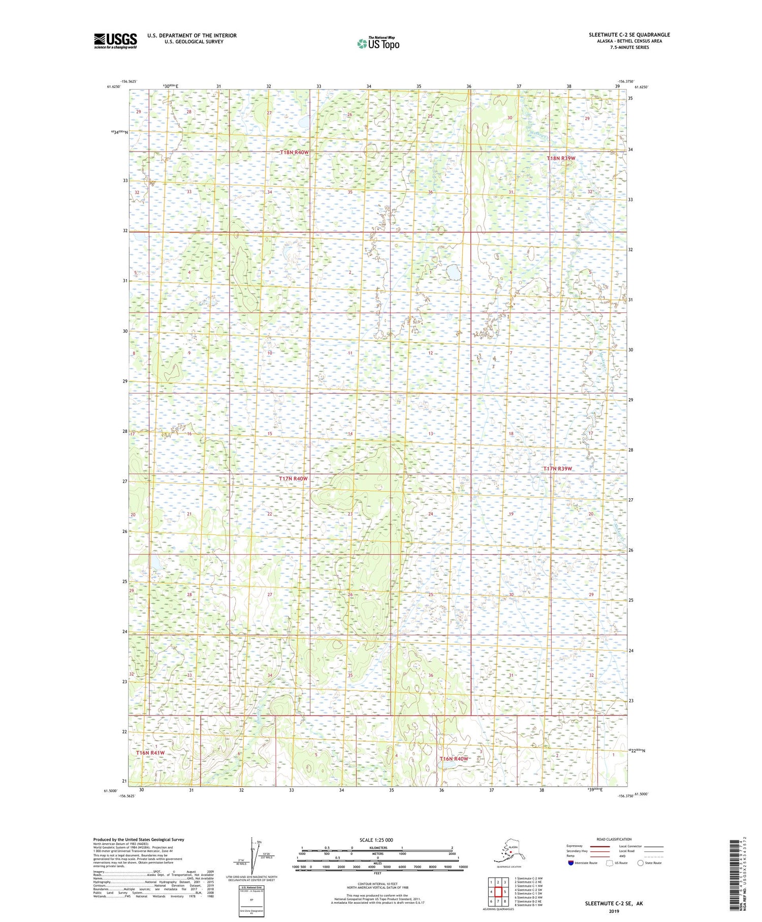 Sleetmute C-2 SE Alaska US Topo Map Image