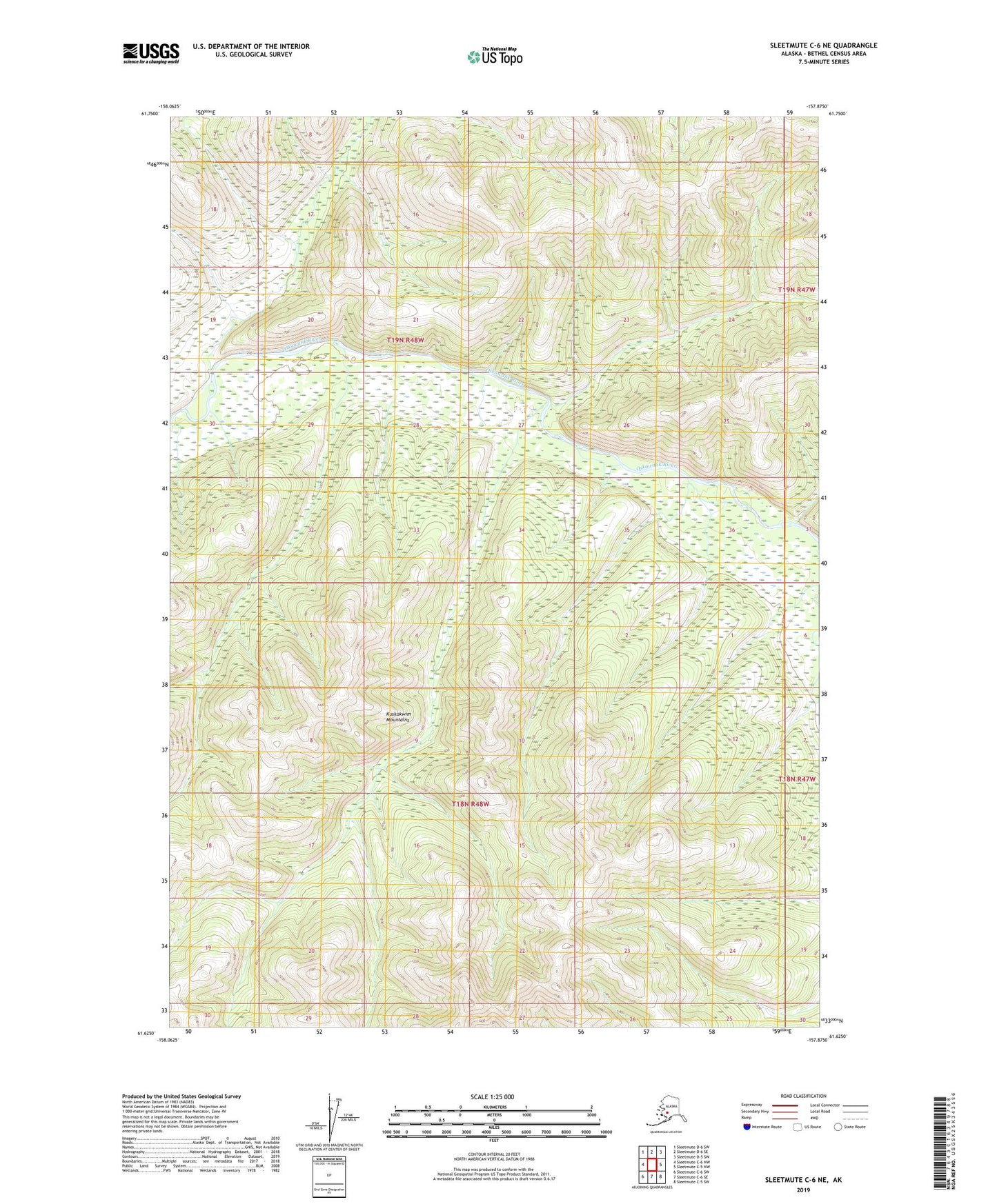 Sleetmute C-6 NE Alaska US Topo Map Image