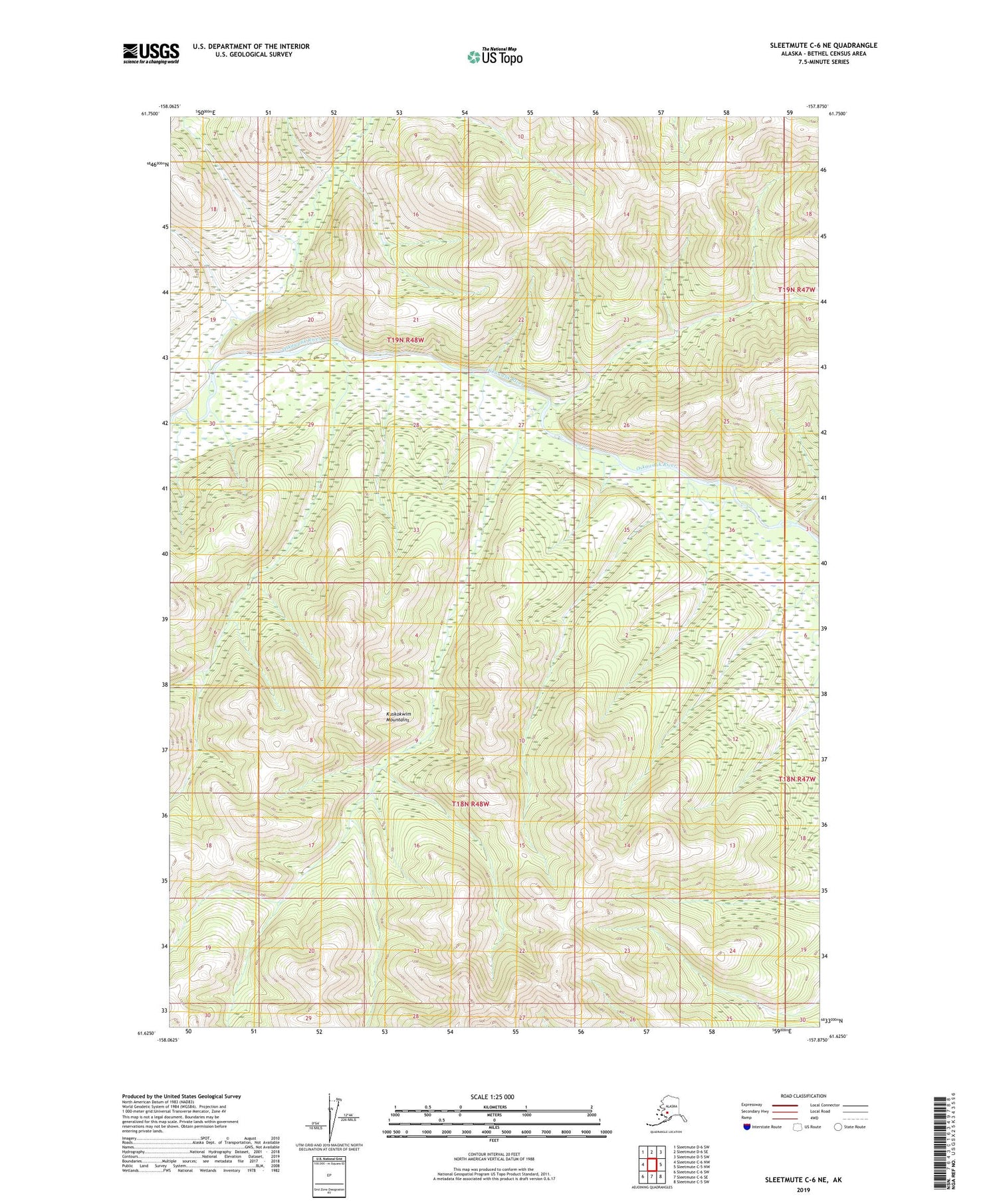 Sleetmute C-6 NE Alaska US Topo Map Image
