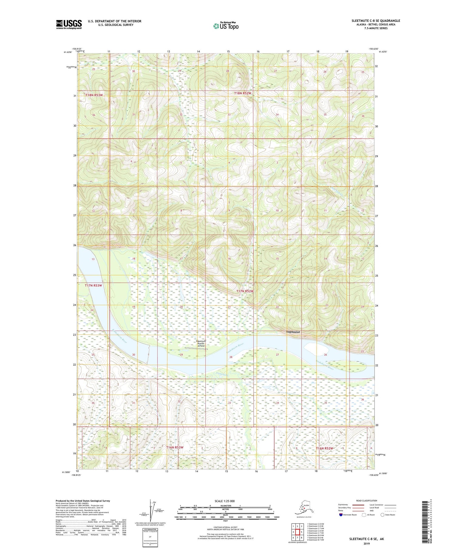 Sleetmute C-8 SE Alaska US Topo Map Image