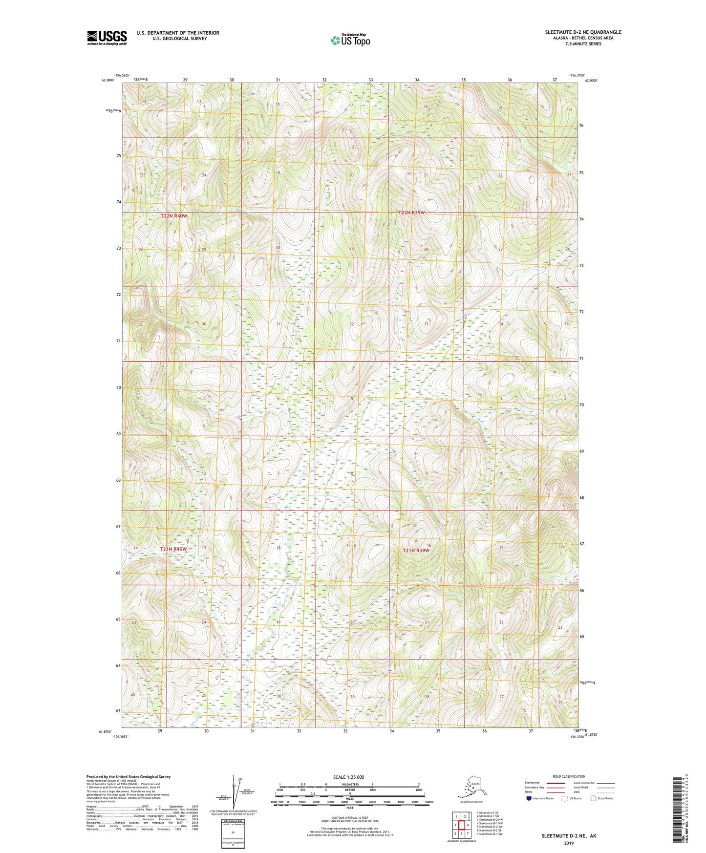 Sleetmute D-2 NE Alaska US Topo Map Image