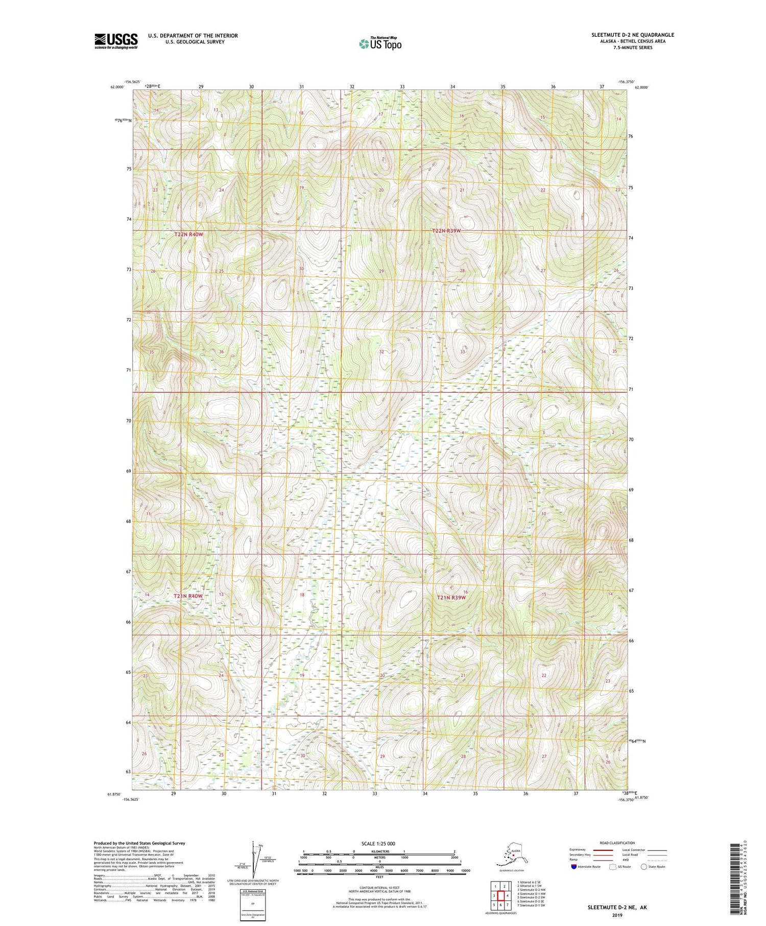 Sleetmute D-2 NE Alaska US Topo Map Image