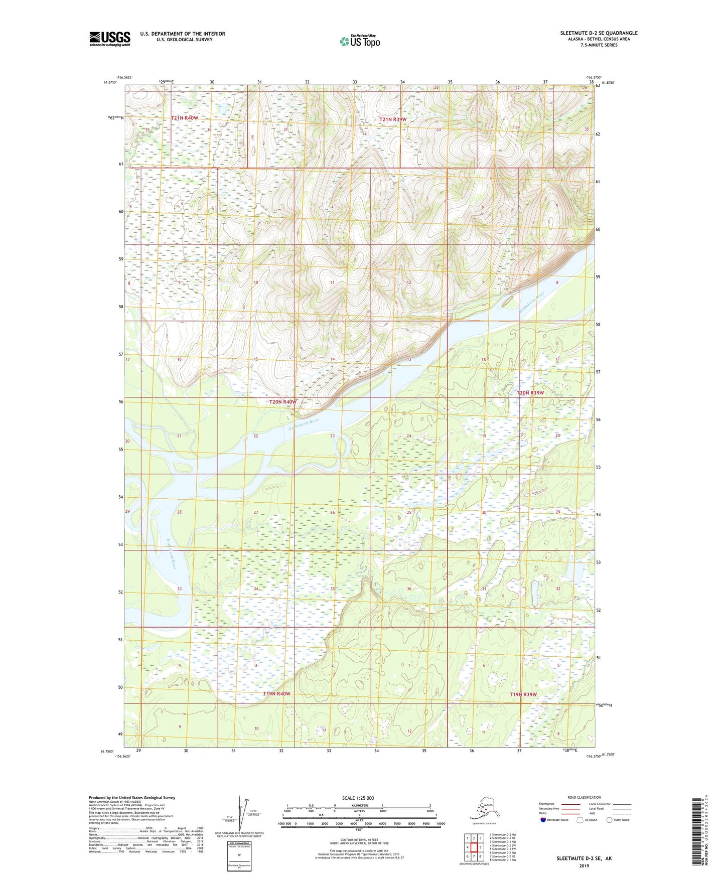 Sleetmute D-2 SE Alaska US Topo Map Image
